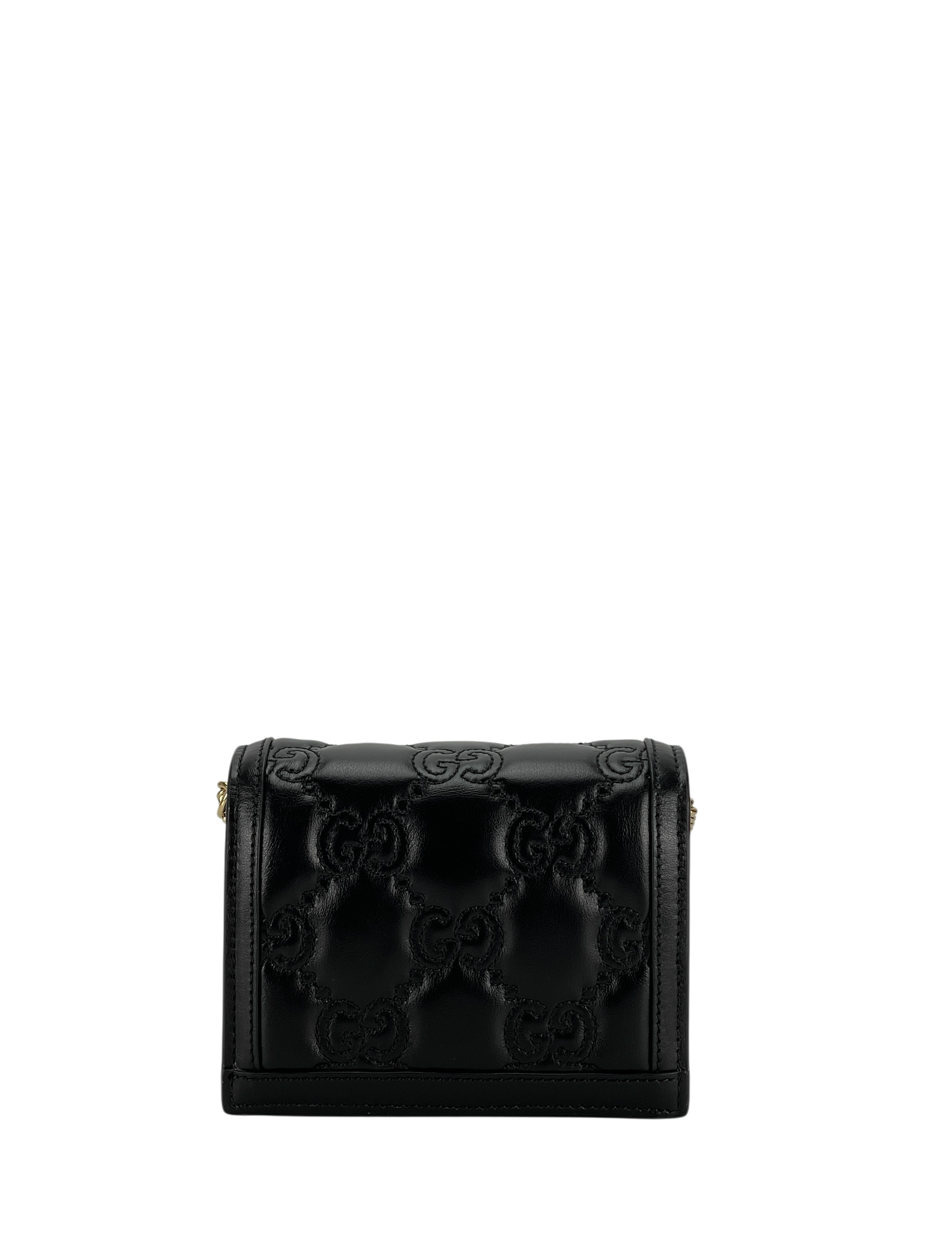 GUCCI - Enamel GG Matelasse Mini Chain Bag Nylon Calfskin Black