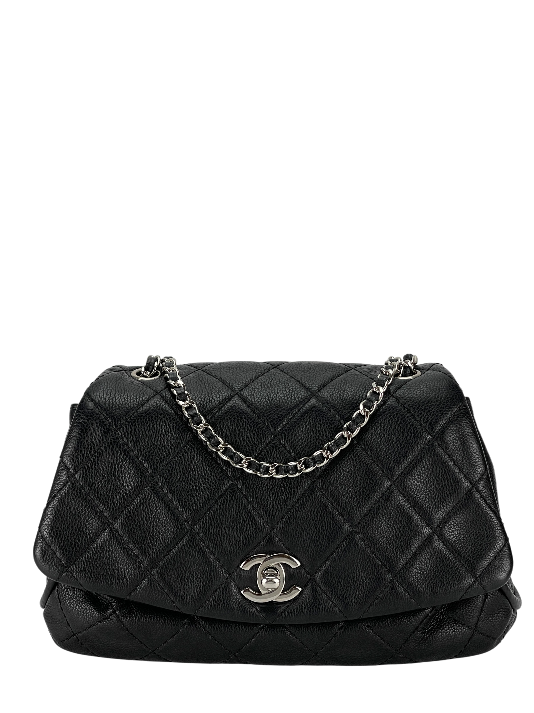 CHANEL - Quilted CC Curvy Flap Black Calfskin