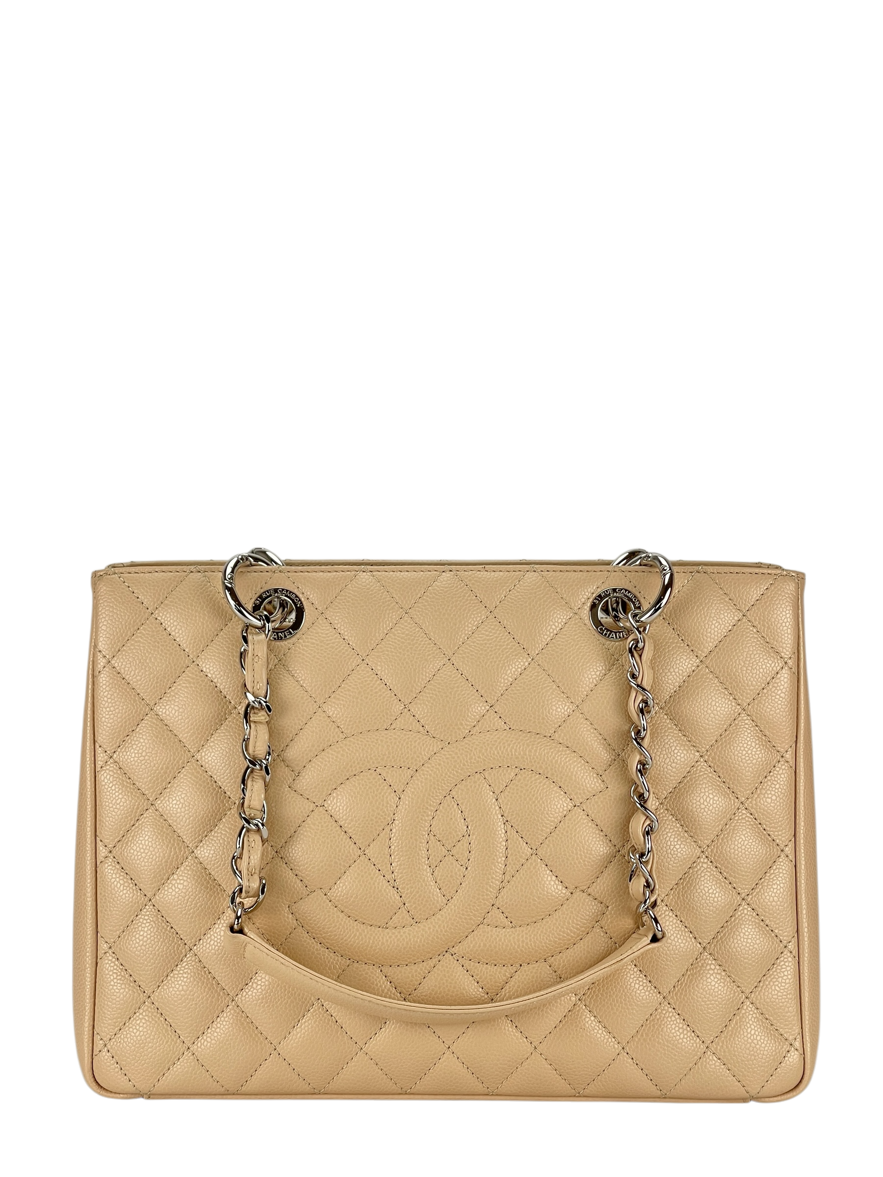 CHANEL - Quilted Grand Shopping Tote GST Cream Caviar 