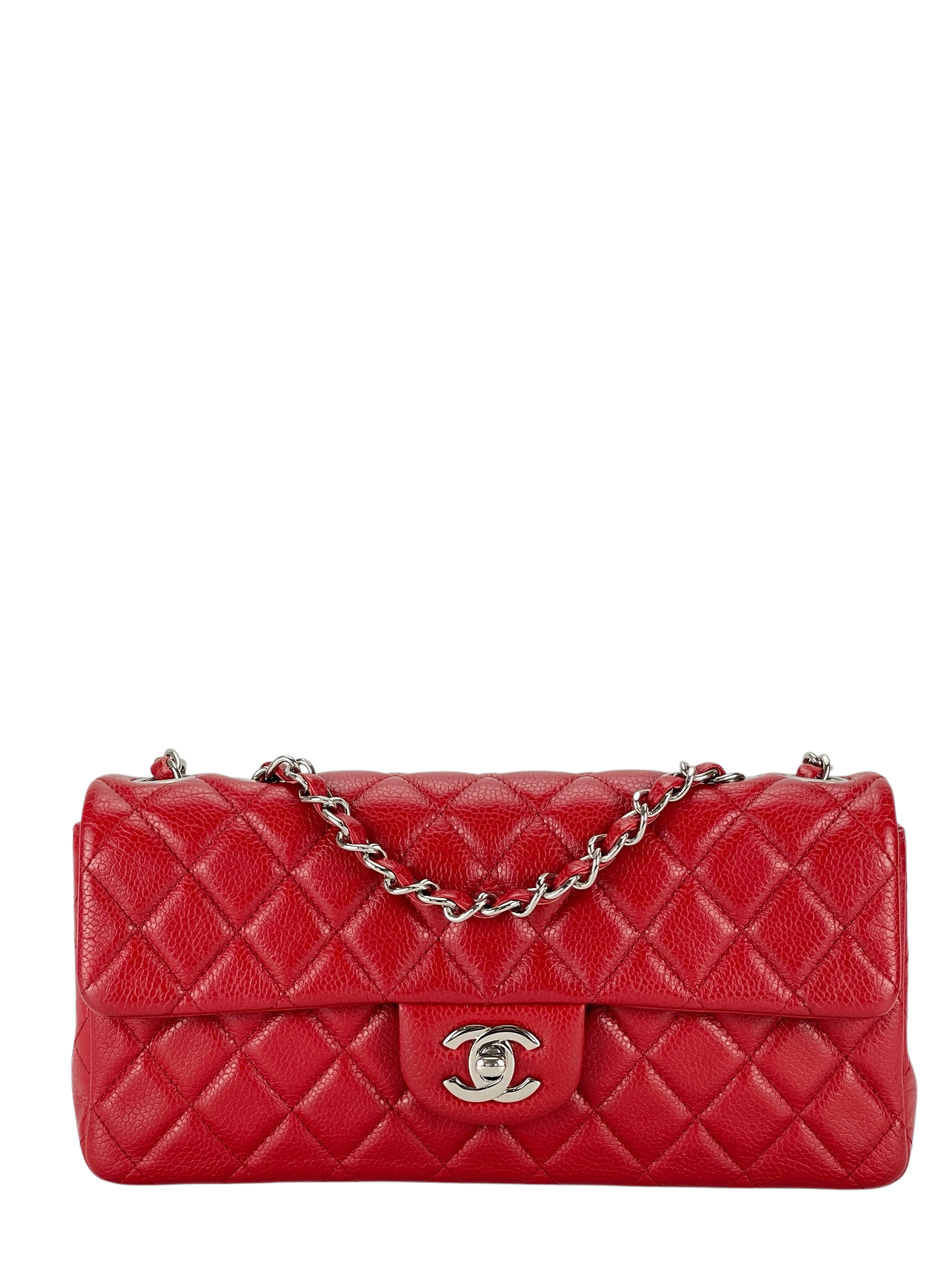 CHANEL - East West Flap Bag Red Caviar Leather