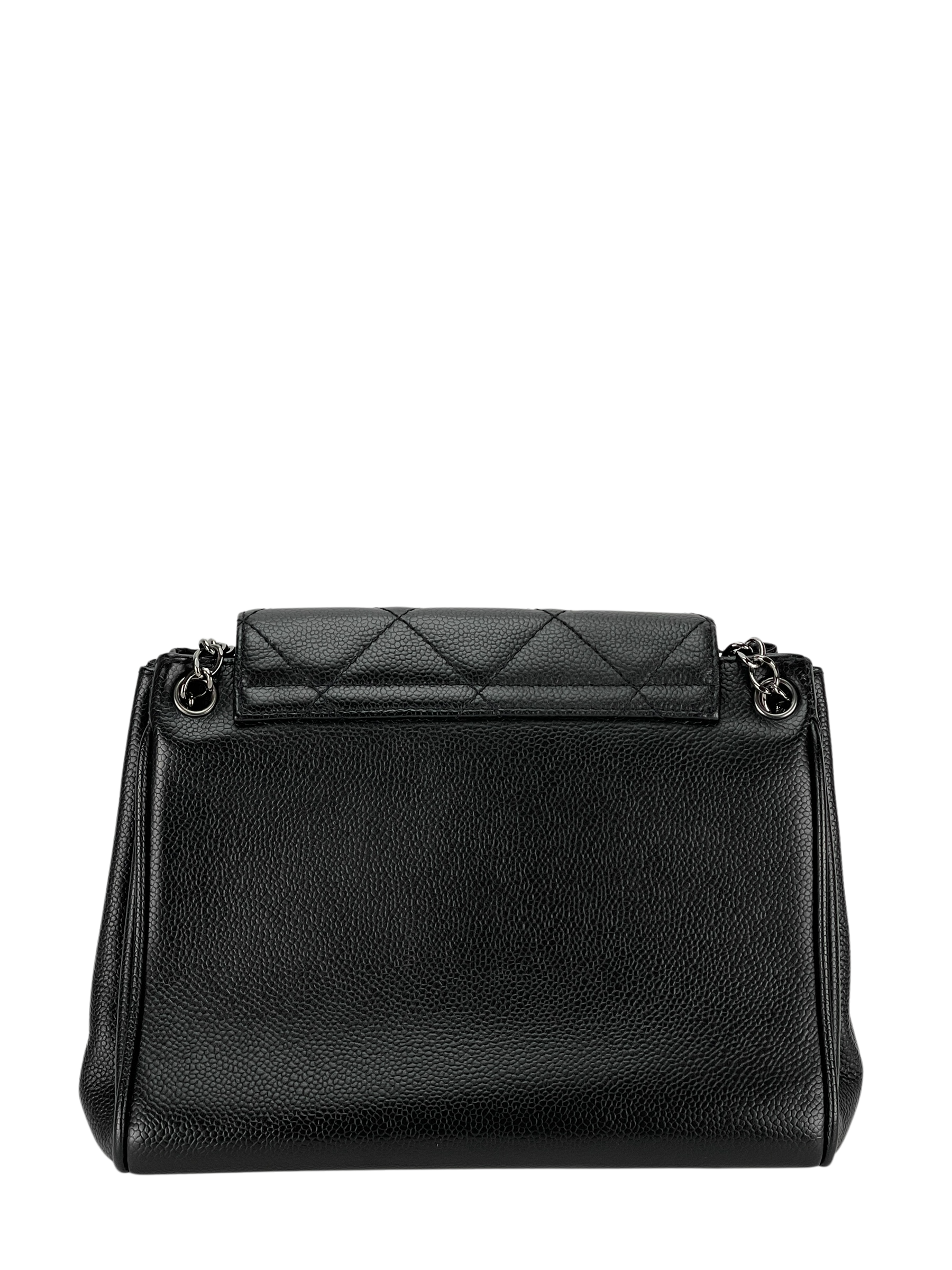 CHANEL - Small Accordion Flap Bag Black Caviar Skin