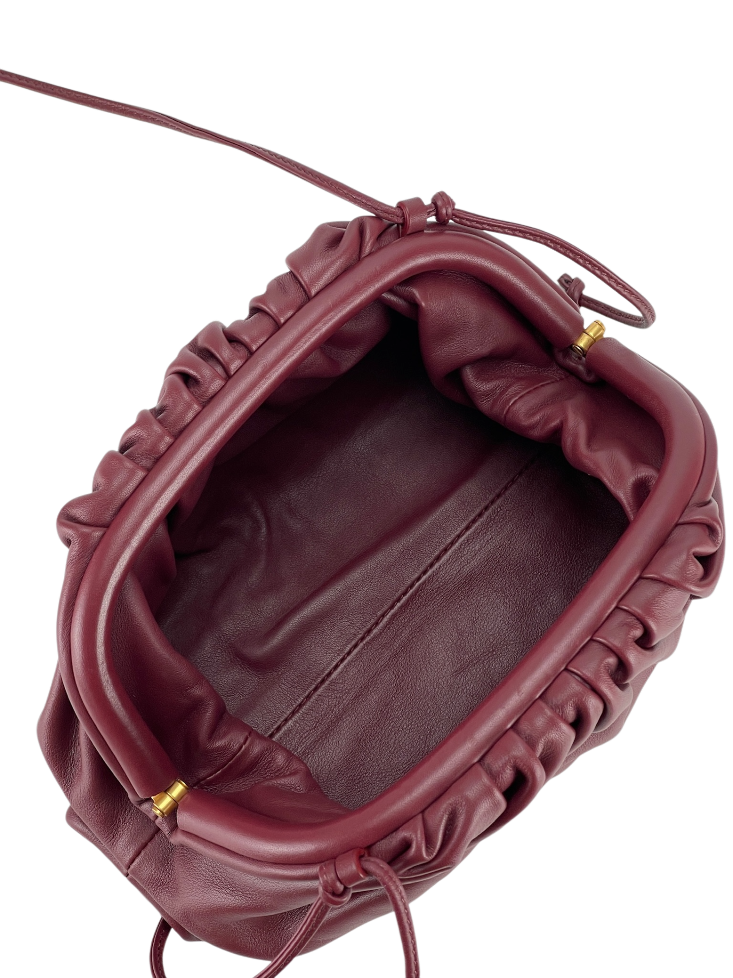 BOTTEGA VENETA - The Mini Pouch Bordeaux Claret Butter Calfskin
