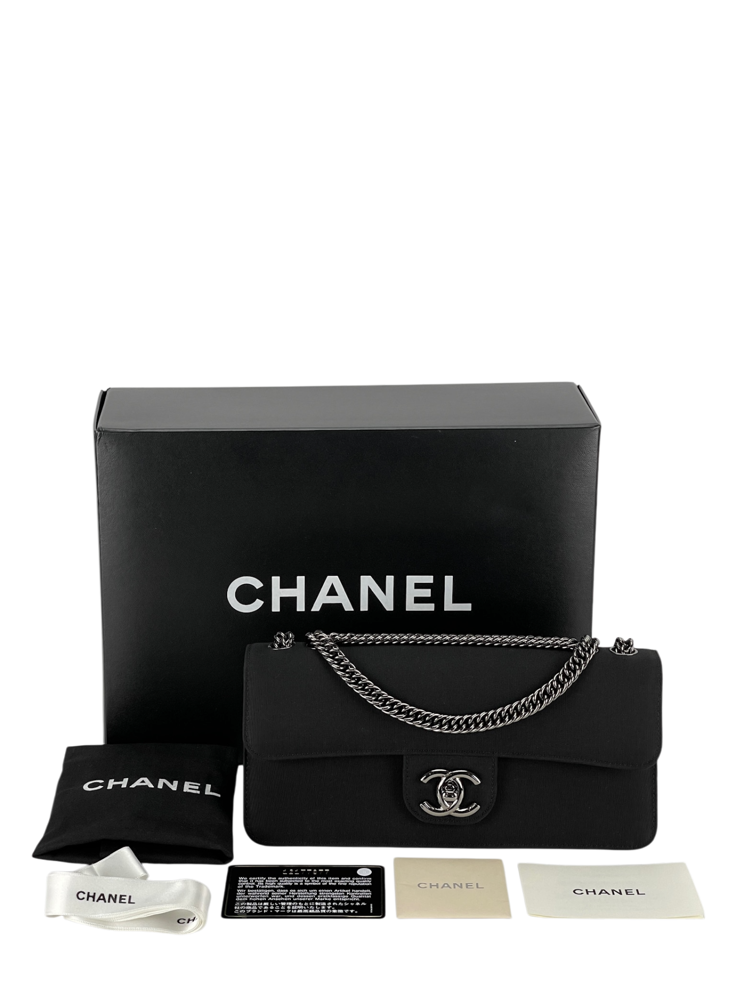 CHANEL - East West Flap Bag Black Canvas