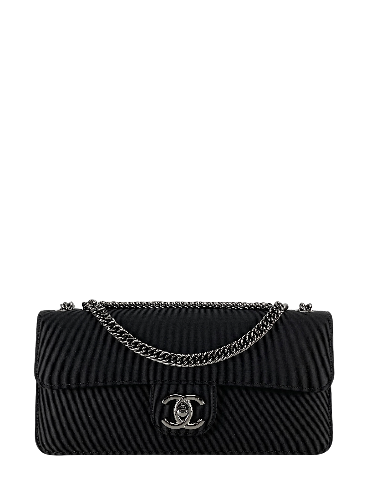CHANEL - East West Flap Bag Black Canvas 