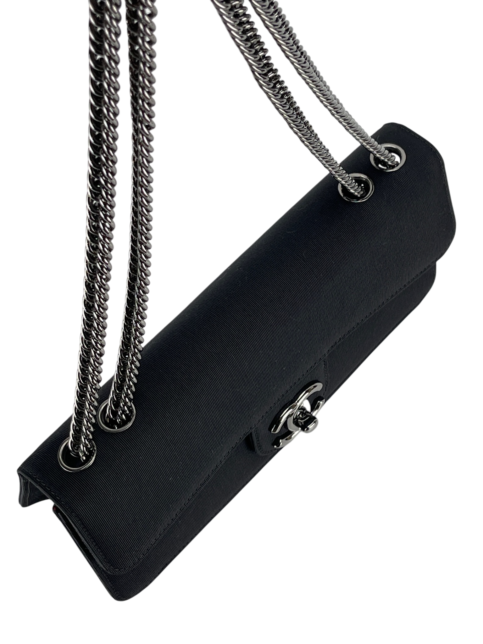 CHANEL - East West Flap Bag Black Canvas