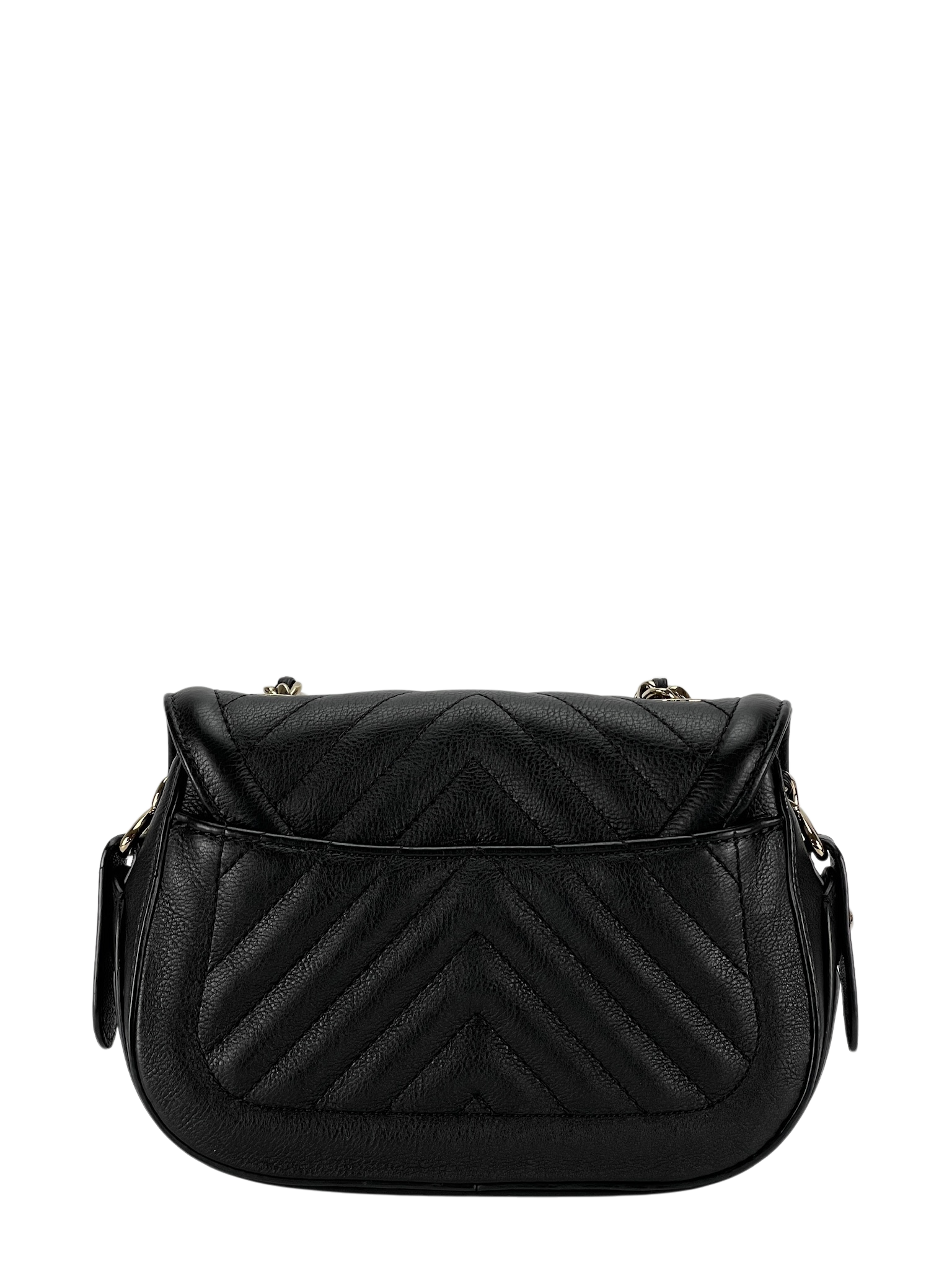 CHANEL - V-stitch Shoulder Bag Black Calfskin