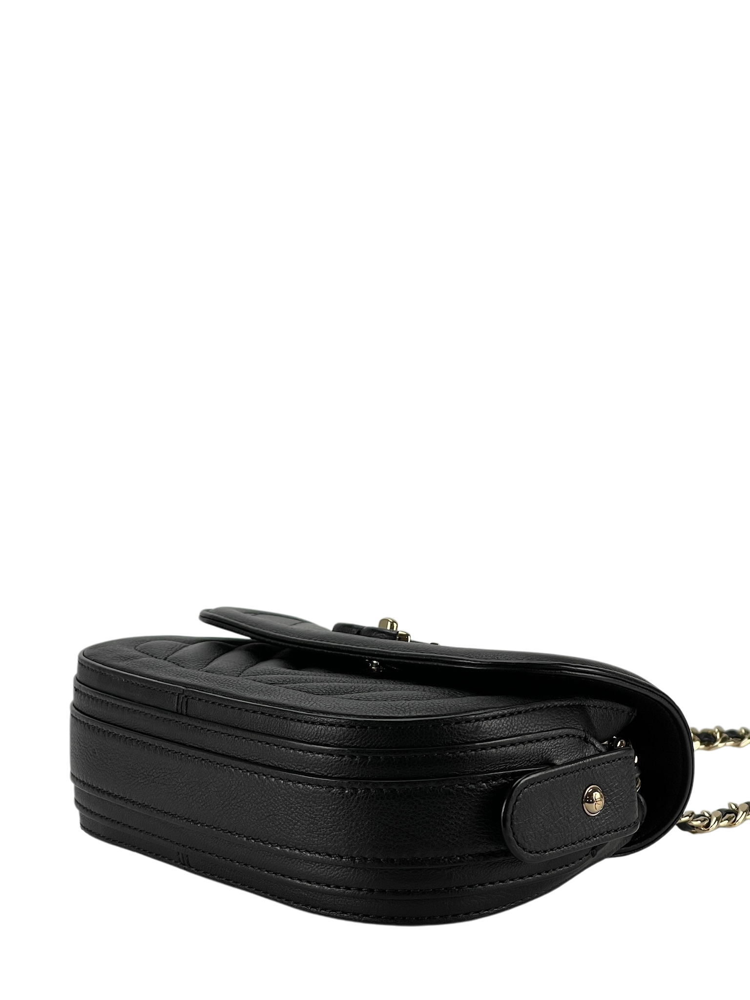 CHANEL - V-stitch Shoulder Bag Black Calfskin