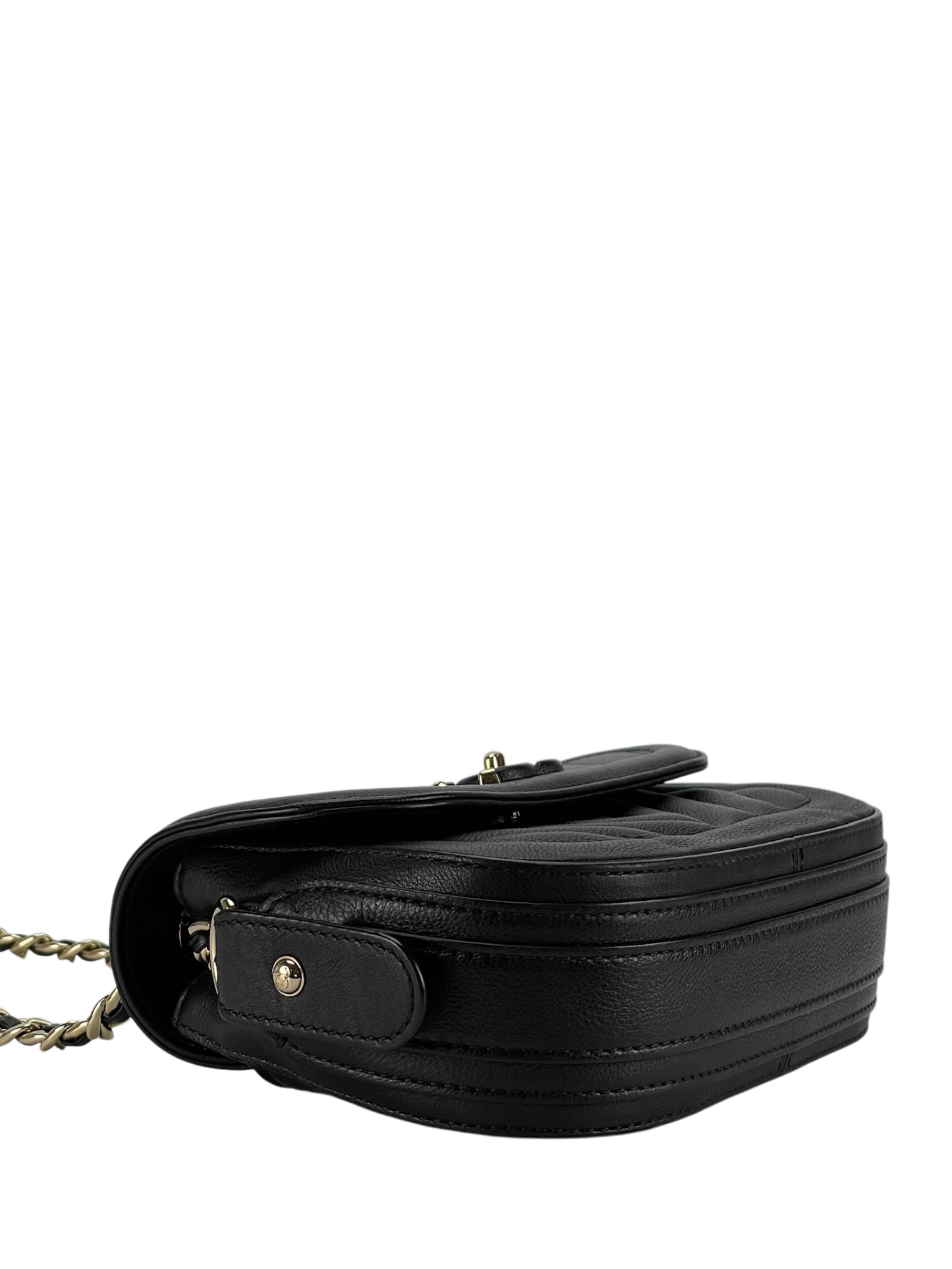 CHANEL - V-stitch Shoulder Bag Black Calfskin