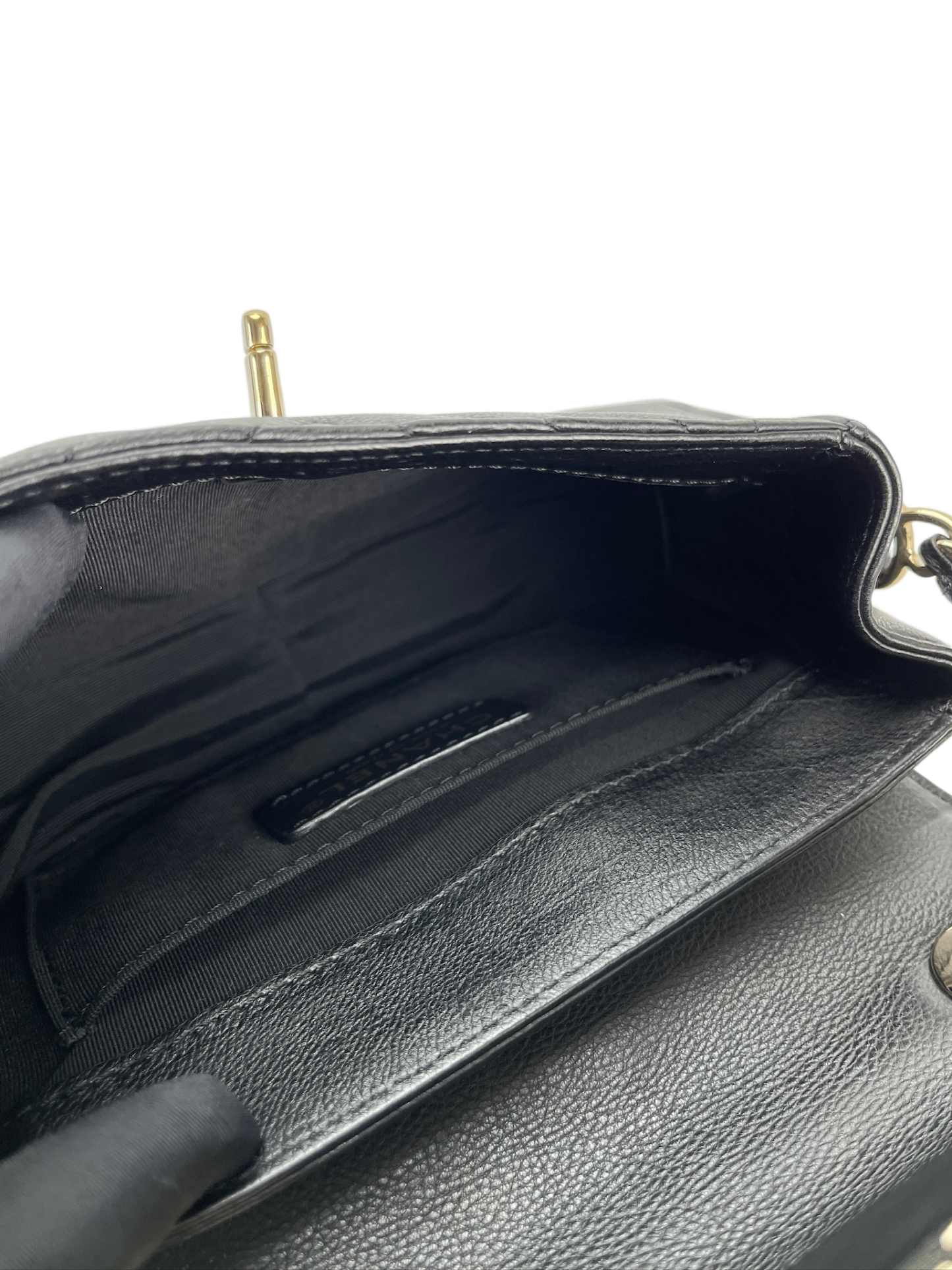 CHANEL - V-stitch Shoulder Bag Black Calfskin
