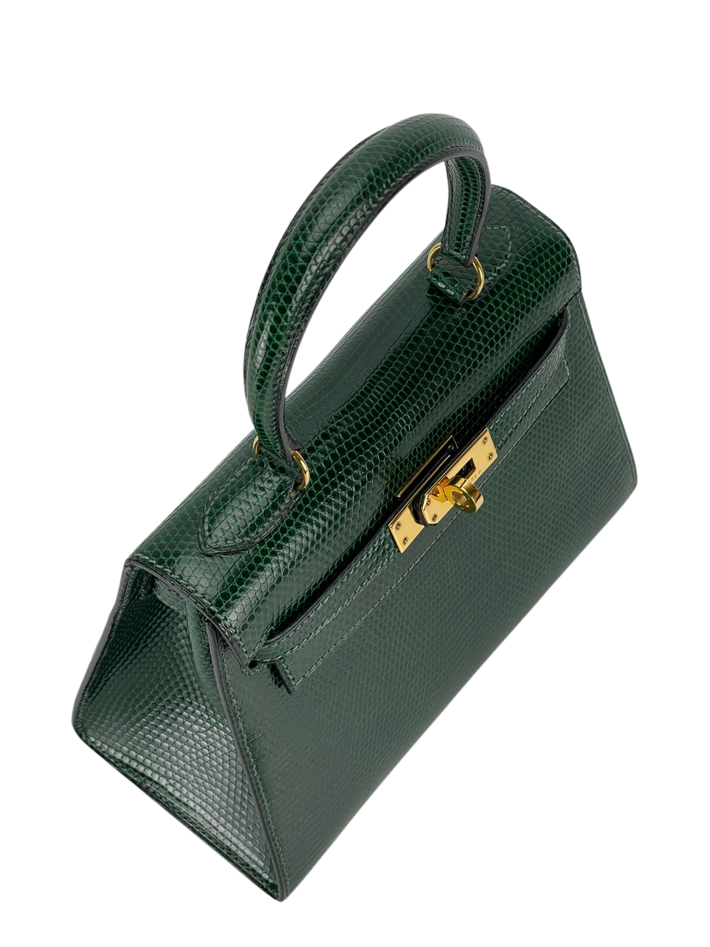 HERMES - Mini kelly 20 Green Niloticus Lizard Gold Hardware