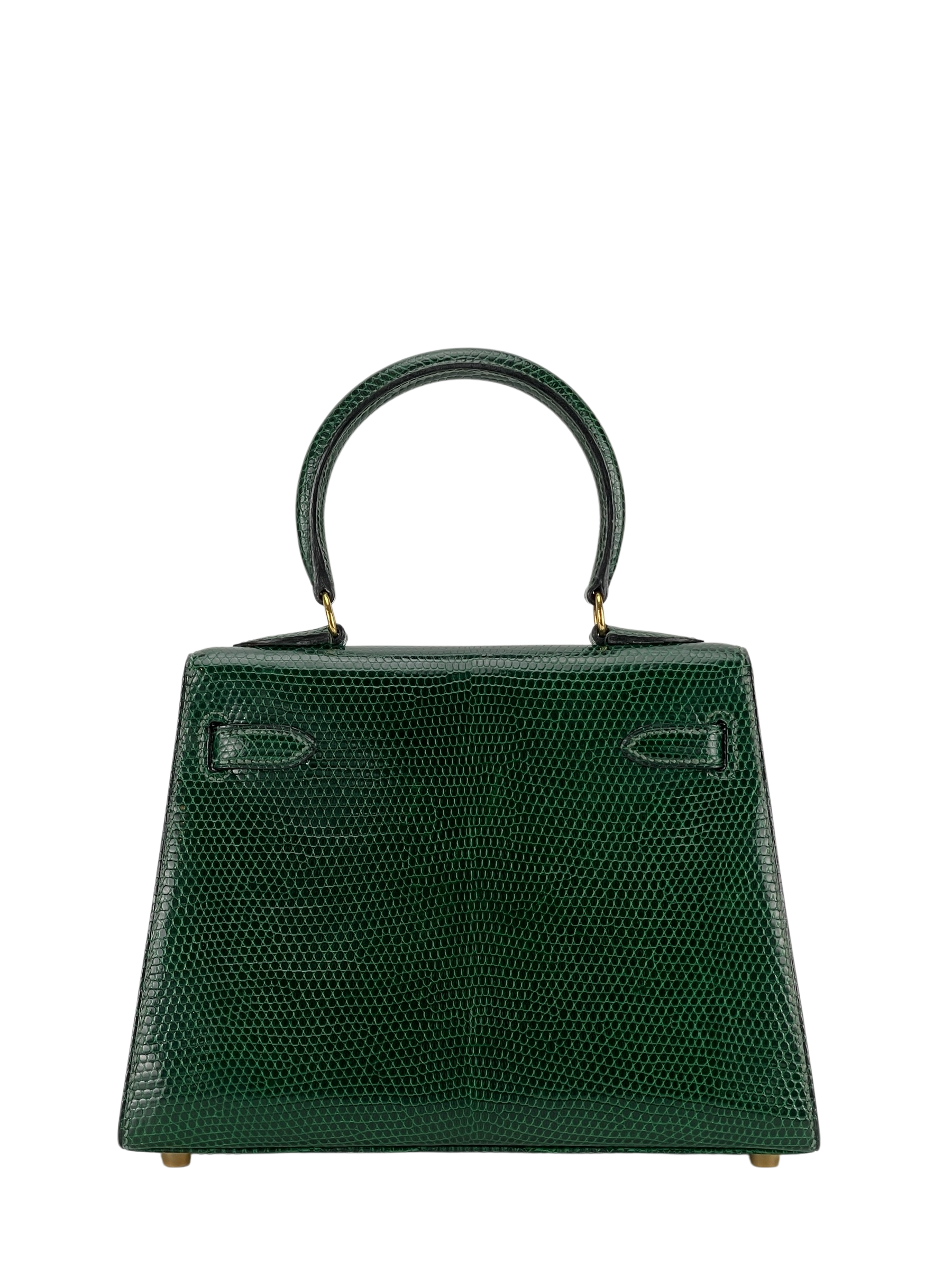 HERMES - Mini kelly 20 Green Niloticus Lizard Gold Hardware