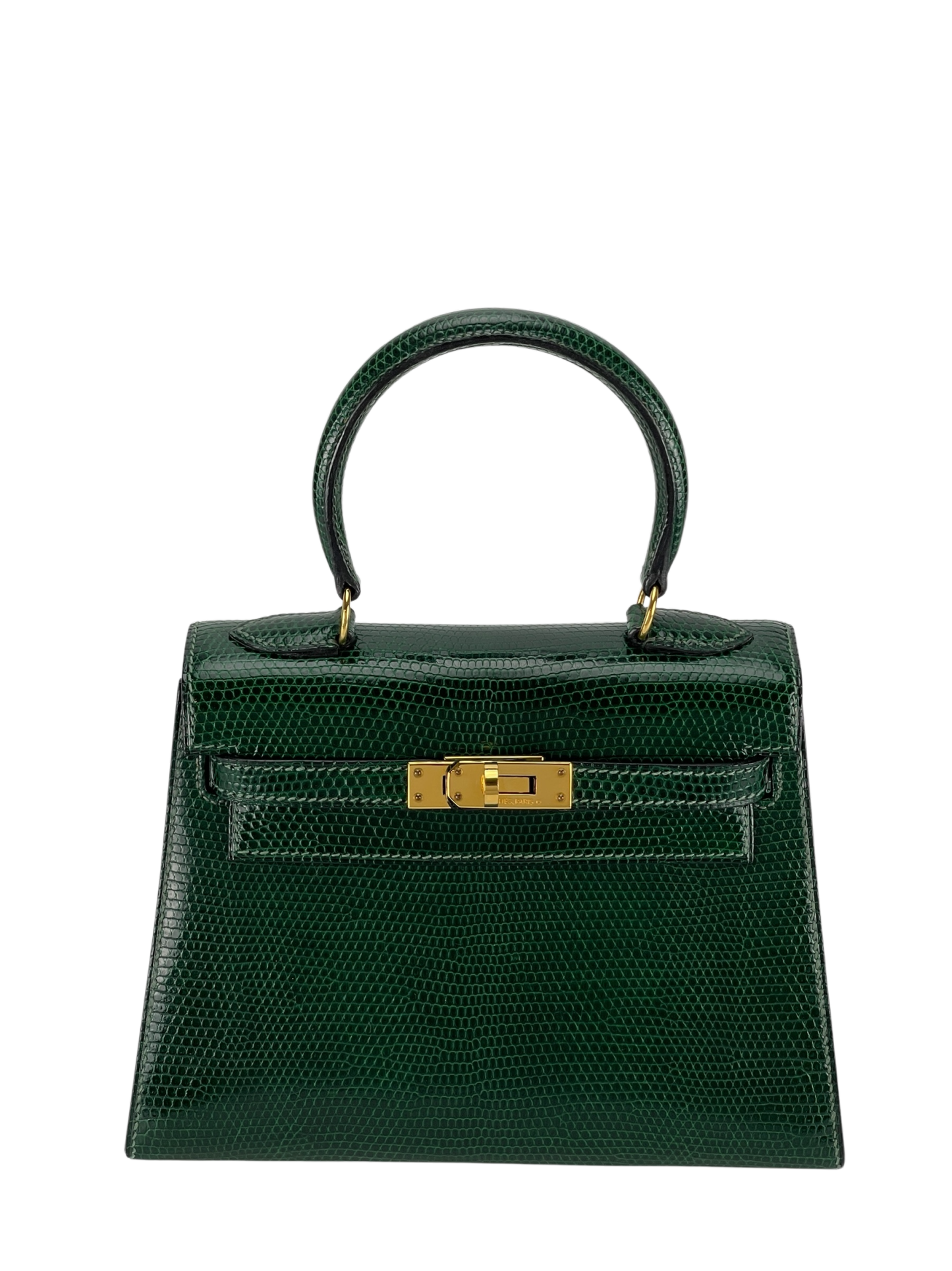 HERMES - Mini kelly 20 Green Niloticus Lizard Gold Hardware
