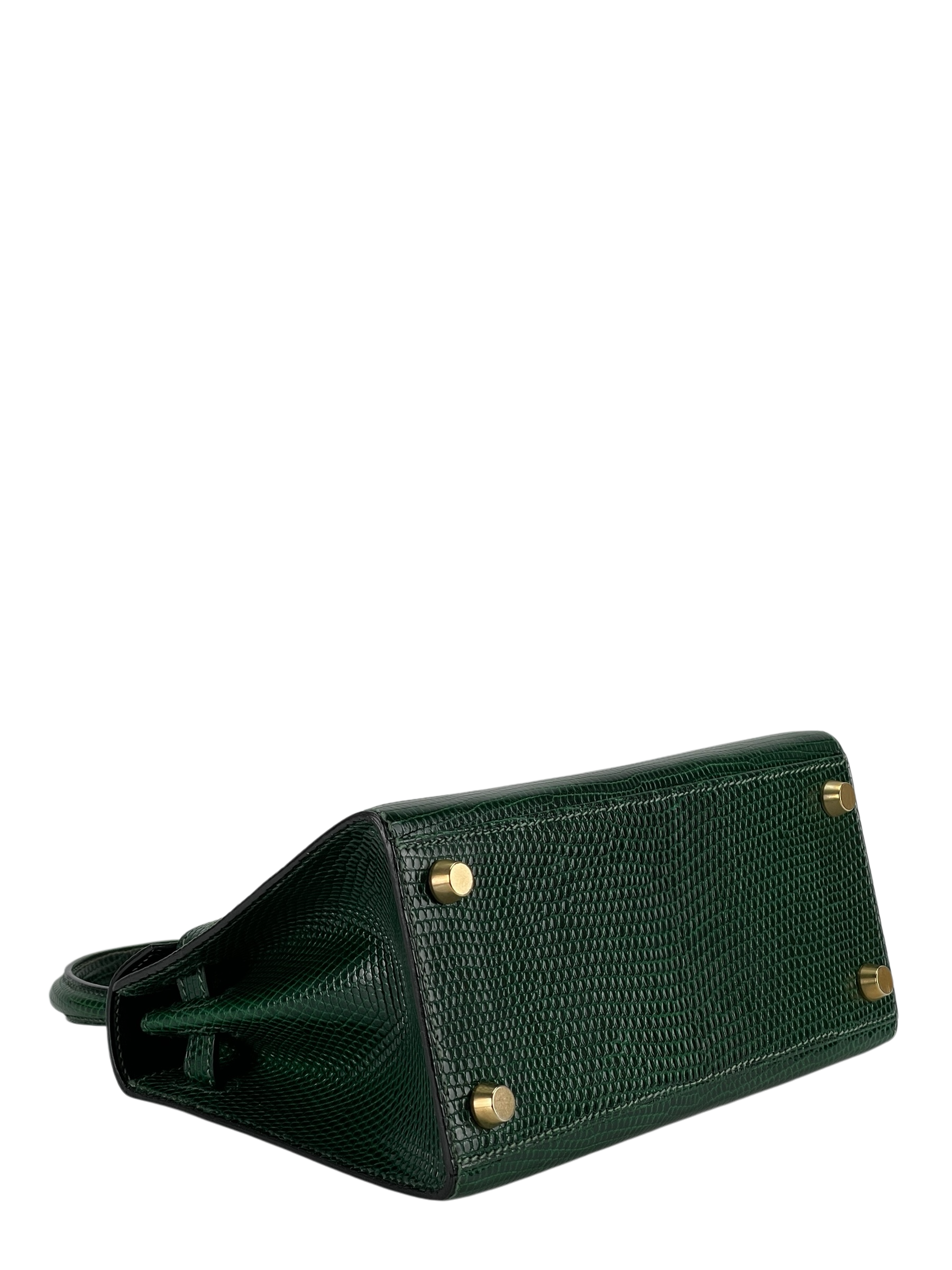 HERMES - Mini kelly 20 Green Niloticus Lizard Gold Hardware