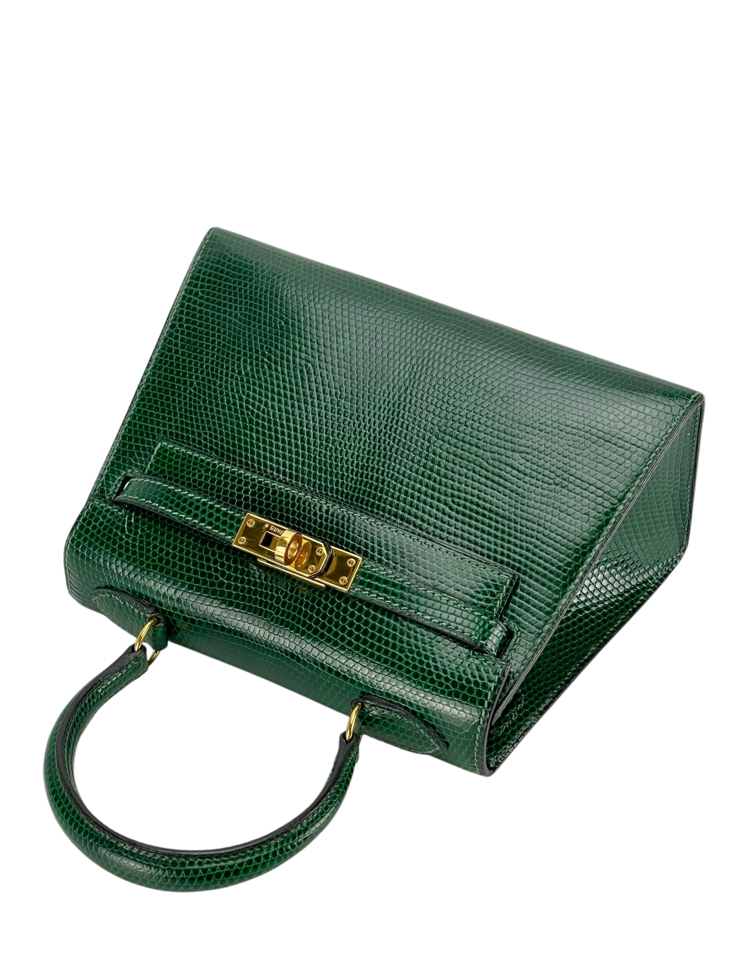 HERMES - Mini kelly 20 Green Niloticus Lizard Gold Hardware