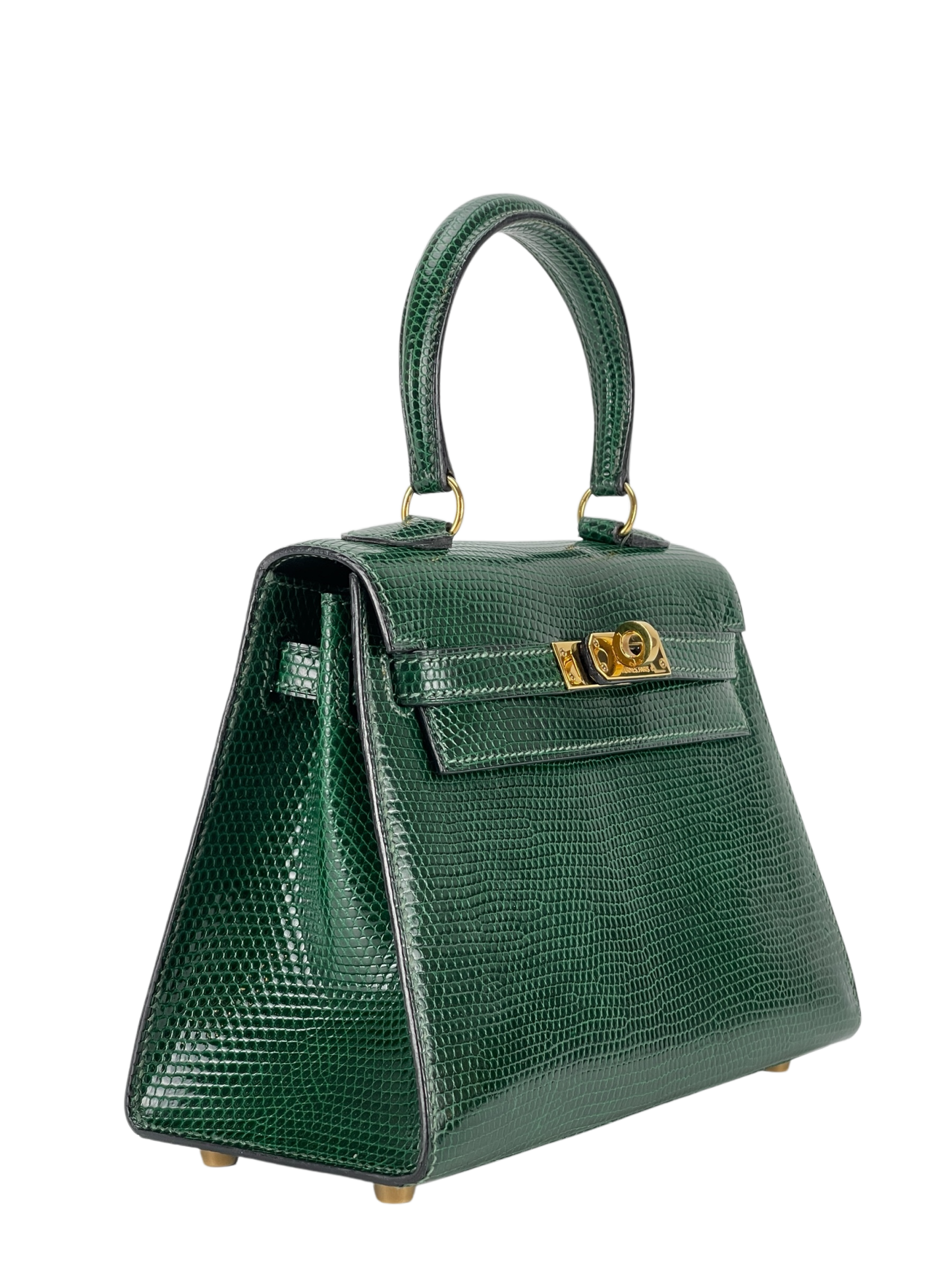 HERMES - Mini kelly 20 Green Niloticus Lizard Gold Hardware
