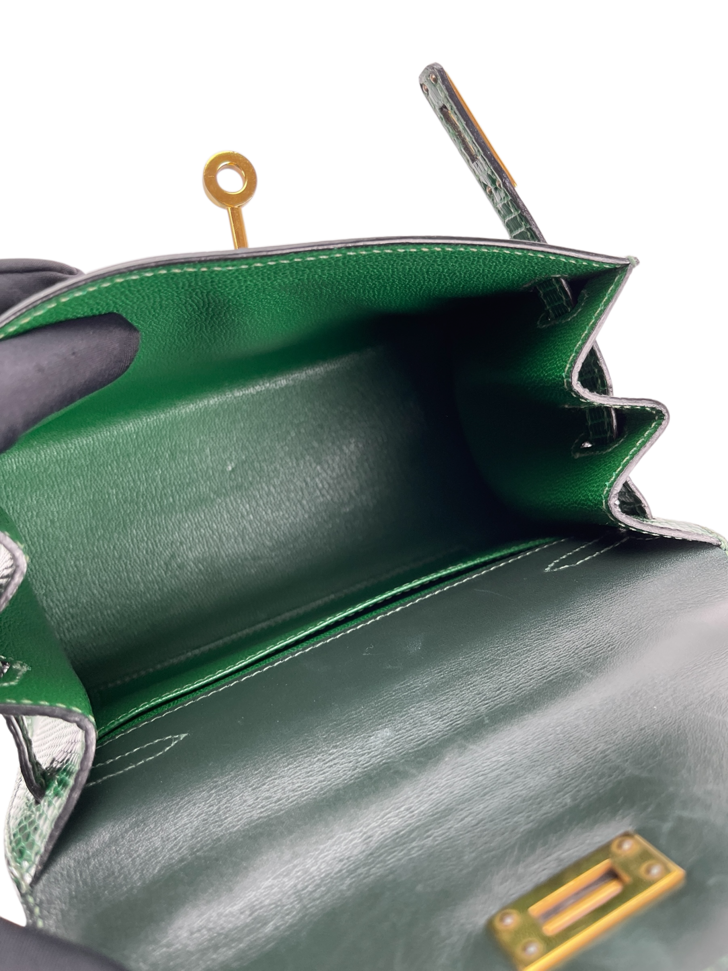 HERMES - Mini kelly 20 Green Niloticus Lizard Gold Hardware
