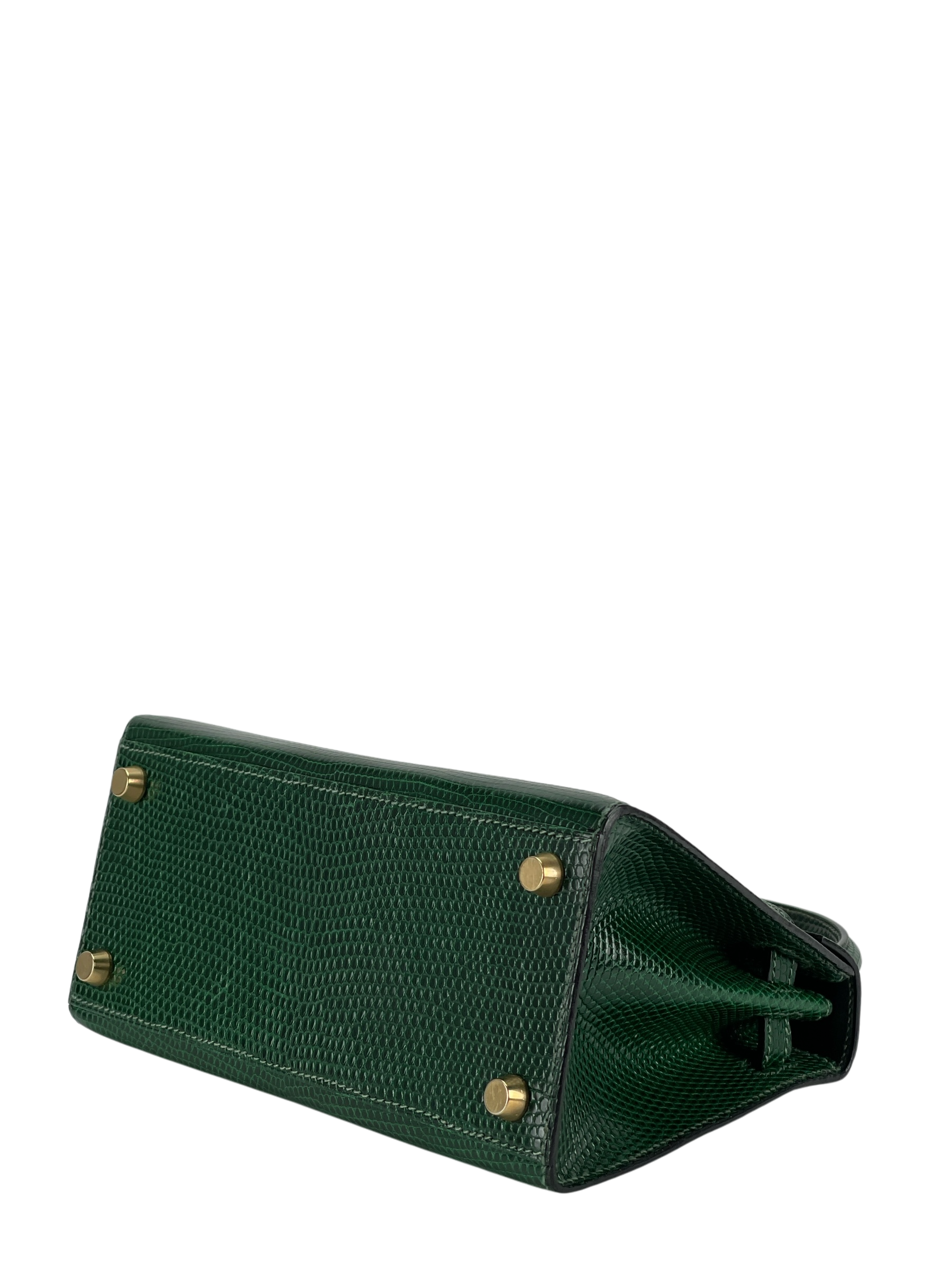 HERMES - Mini kelly 20 Green Niloticus Lizard Gold Hardware
