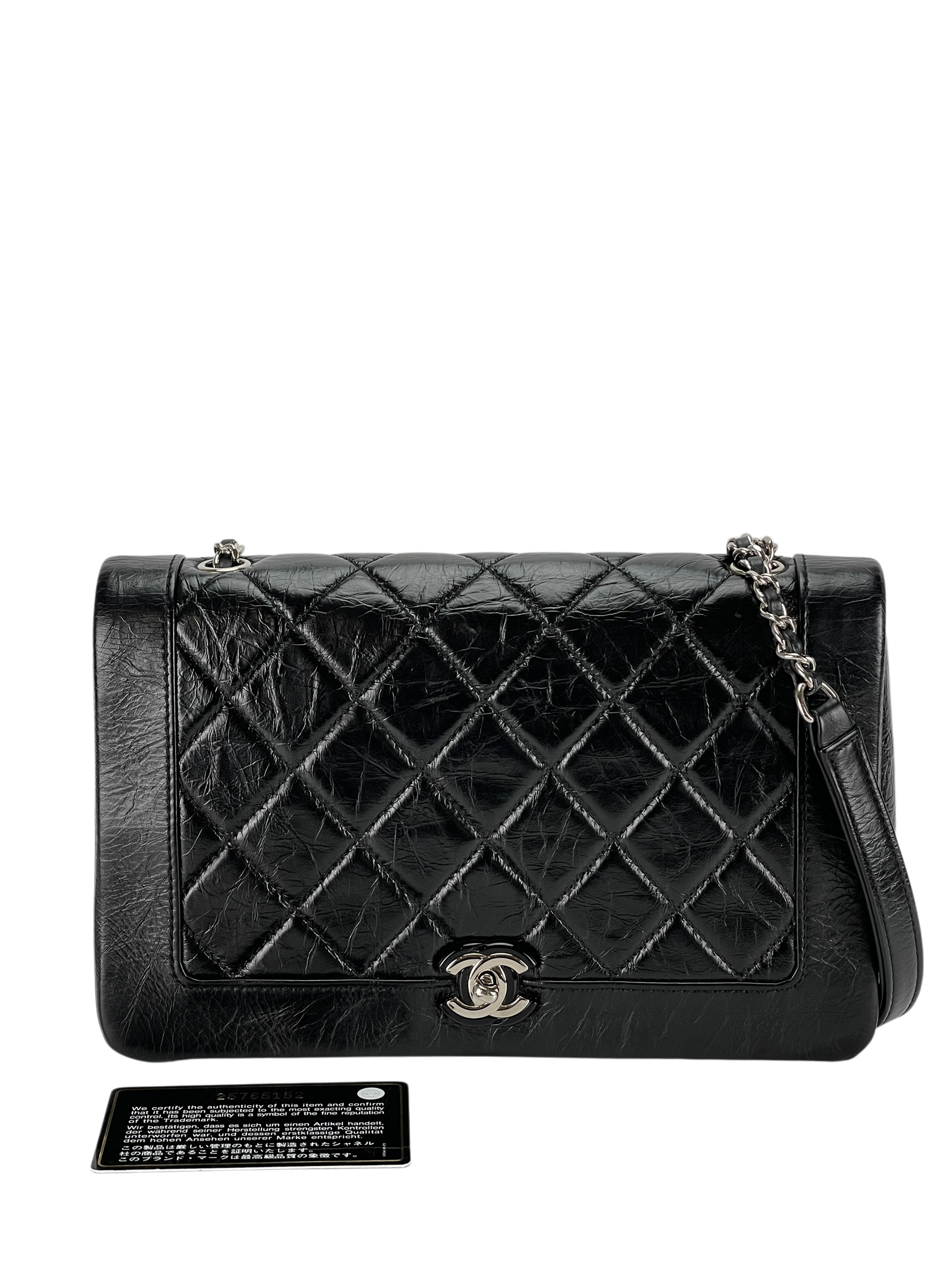 CHANEL - Turnlock Matelasse Chain Shoulder Bag Black Lambskin