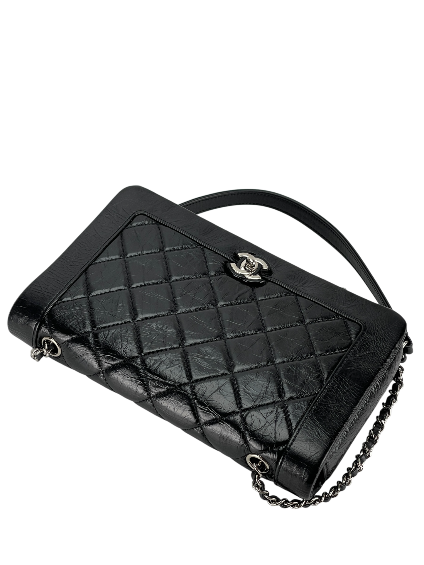 CHANEL - Turnlock Matelasse Chain Shoulder Bag Black Lambskin