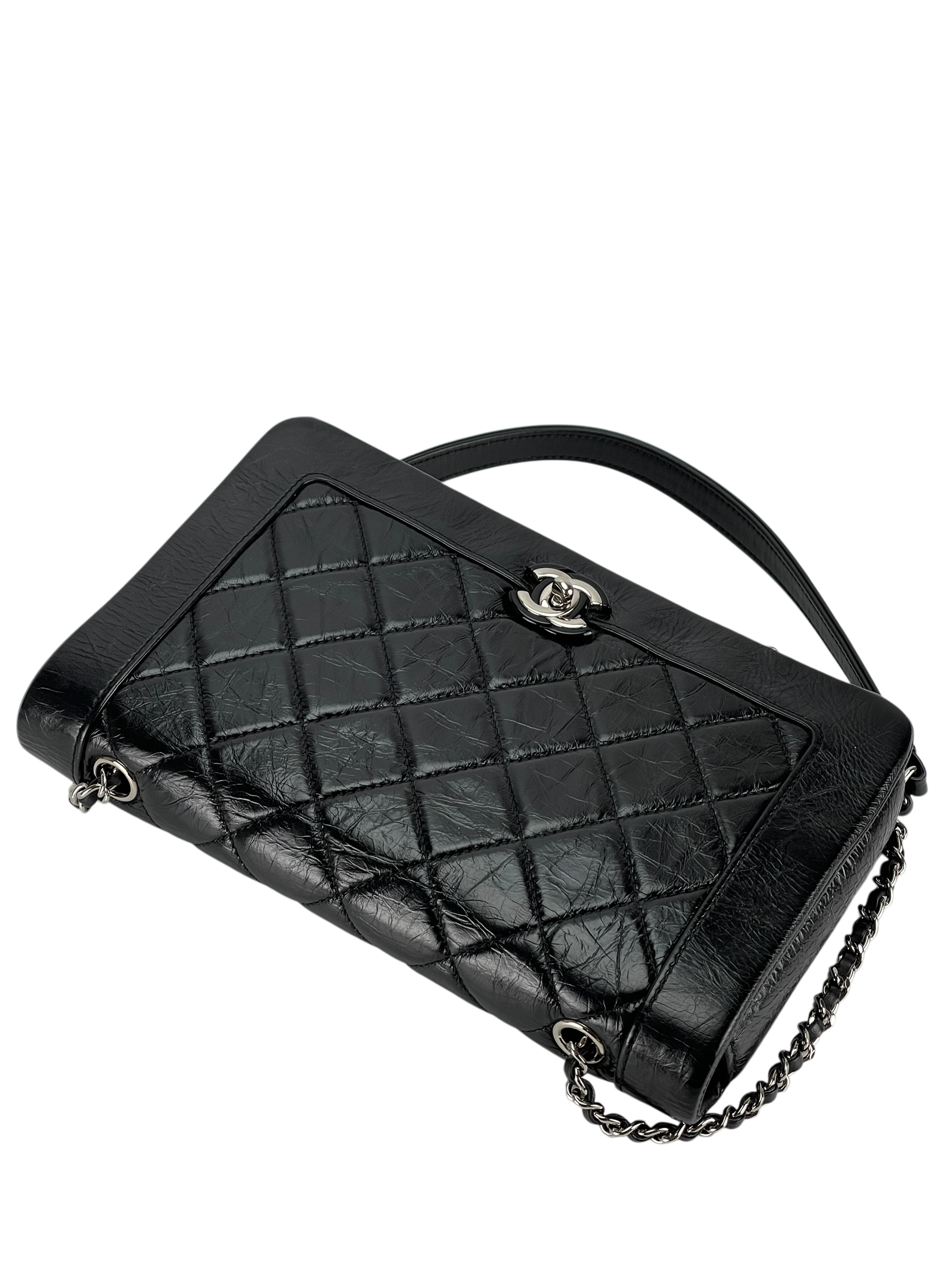 CHANEL - Turnlock Matelasse Chain Shoulder Bag Black Lambskin