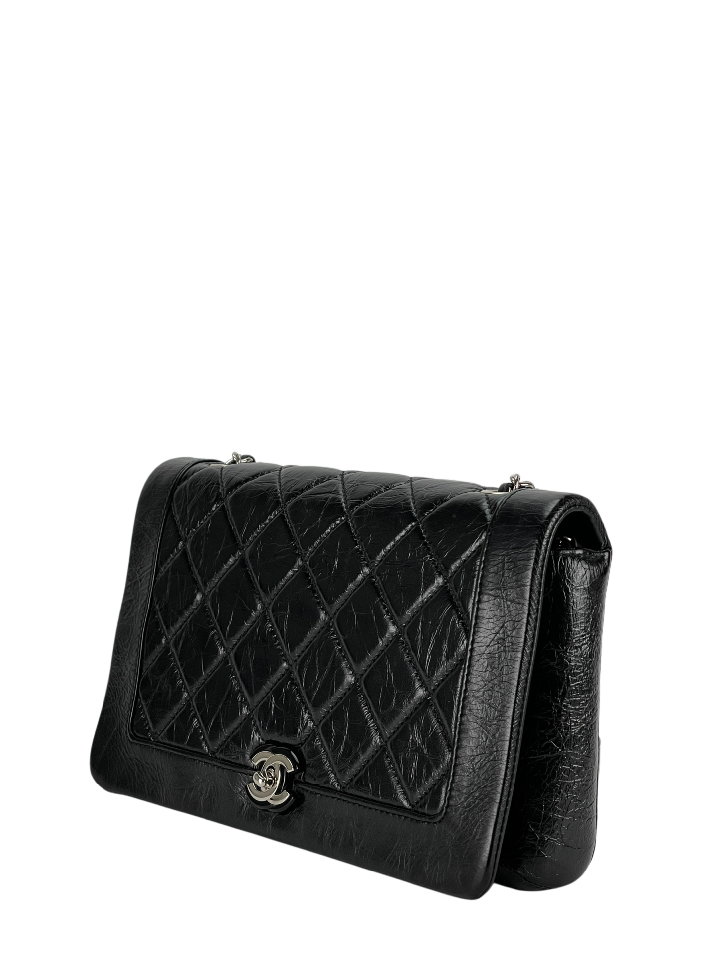 CHANEL - Turnlock Matelasse Chain Shoulder Bag Black Lambskin