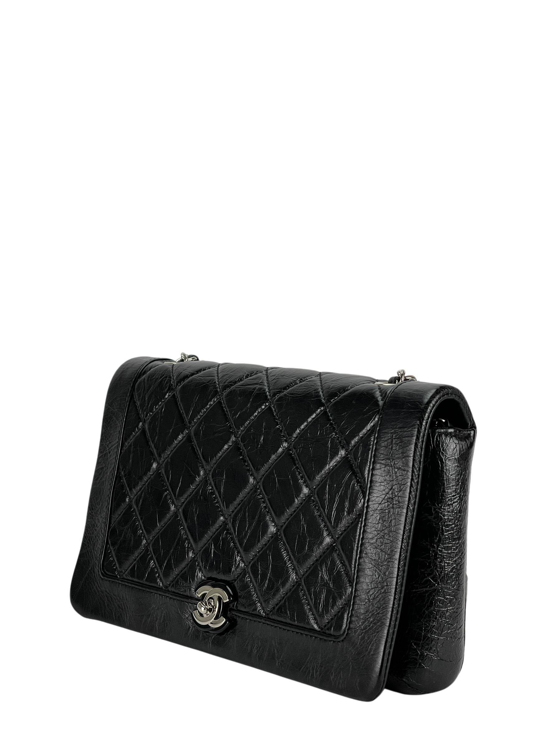 CHANEL - Turnlock Matelasse Chain Shoulder Bag Black Lambskin