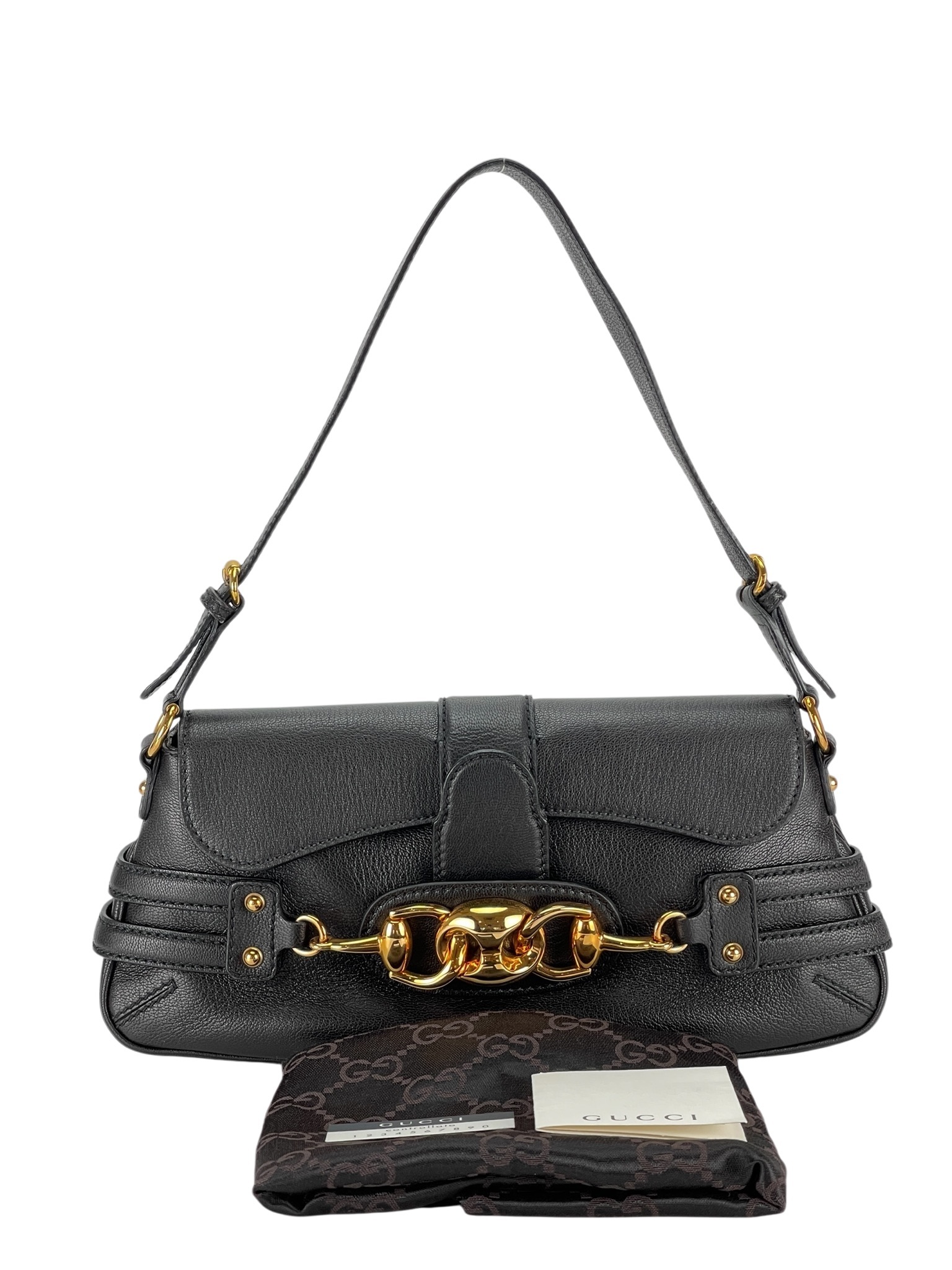 GUCCI - Black Vintage Horsebit Shoulder Bag