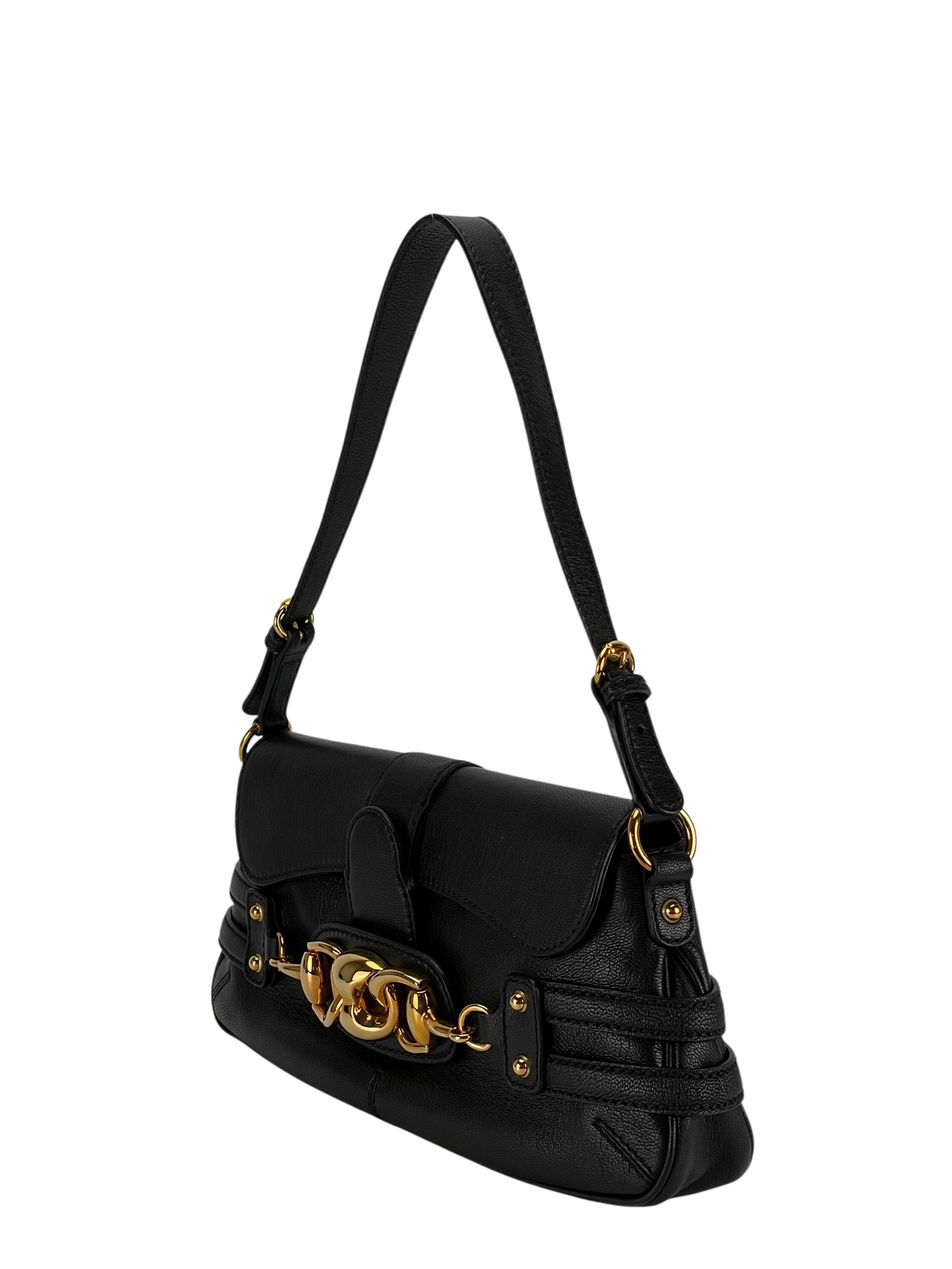 GUCCI - Black Vintage Horsebit Shoulder Bag