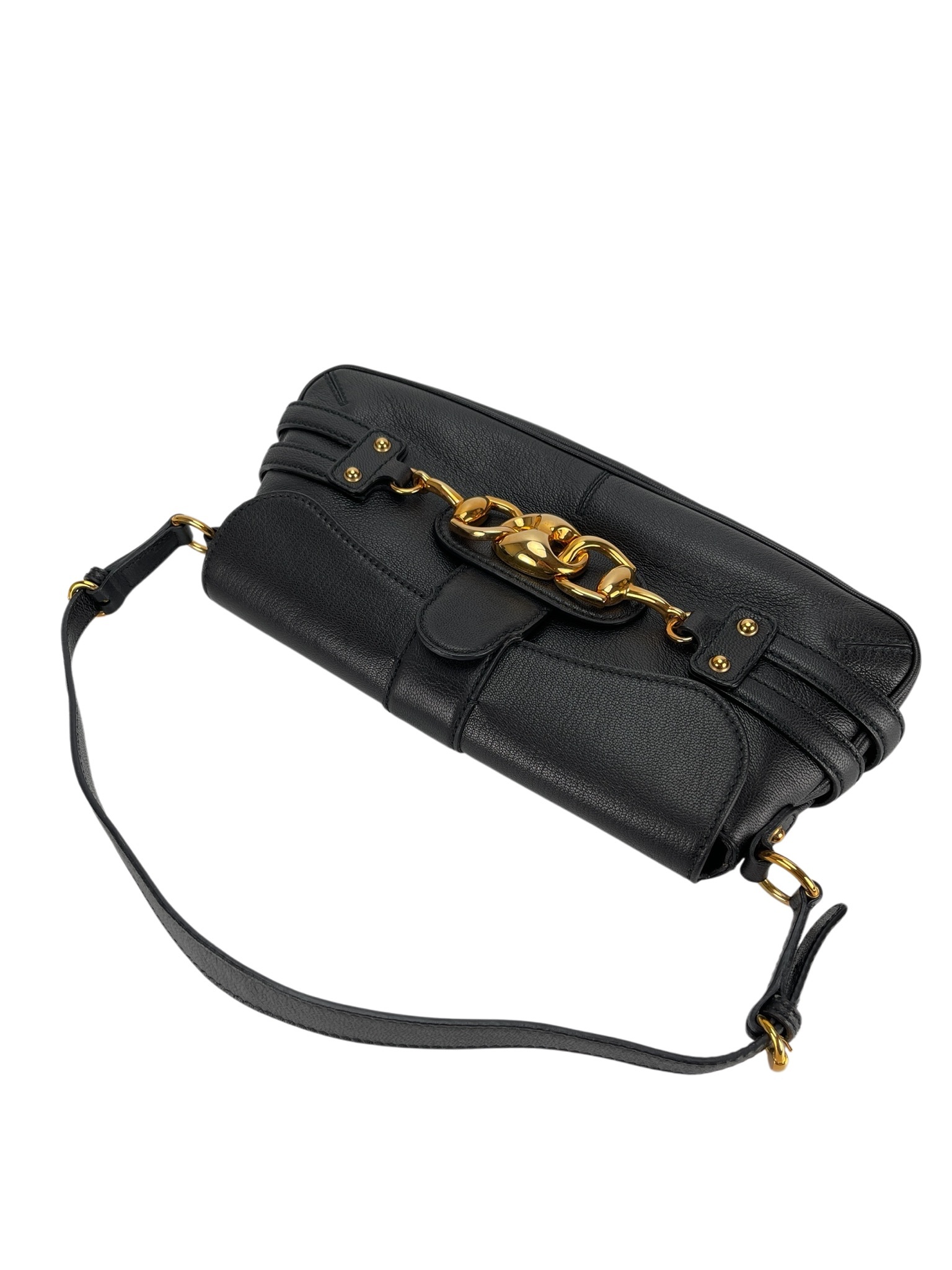 GUCCI - Black Vintage Horsebit Shoulder Bag