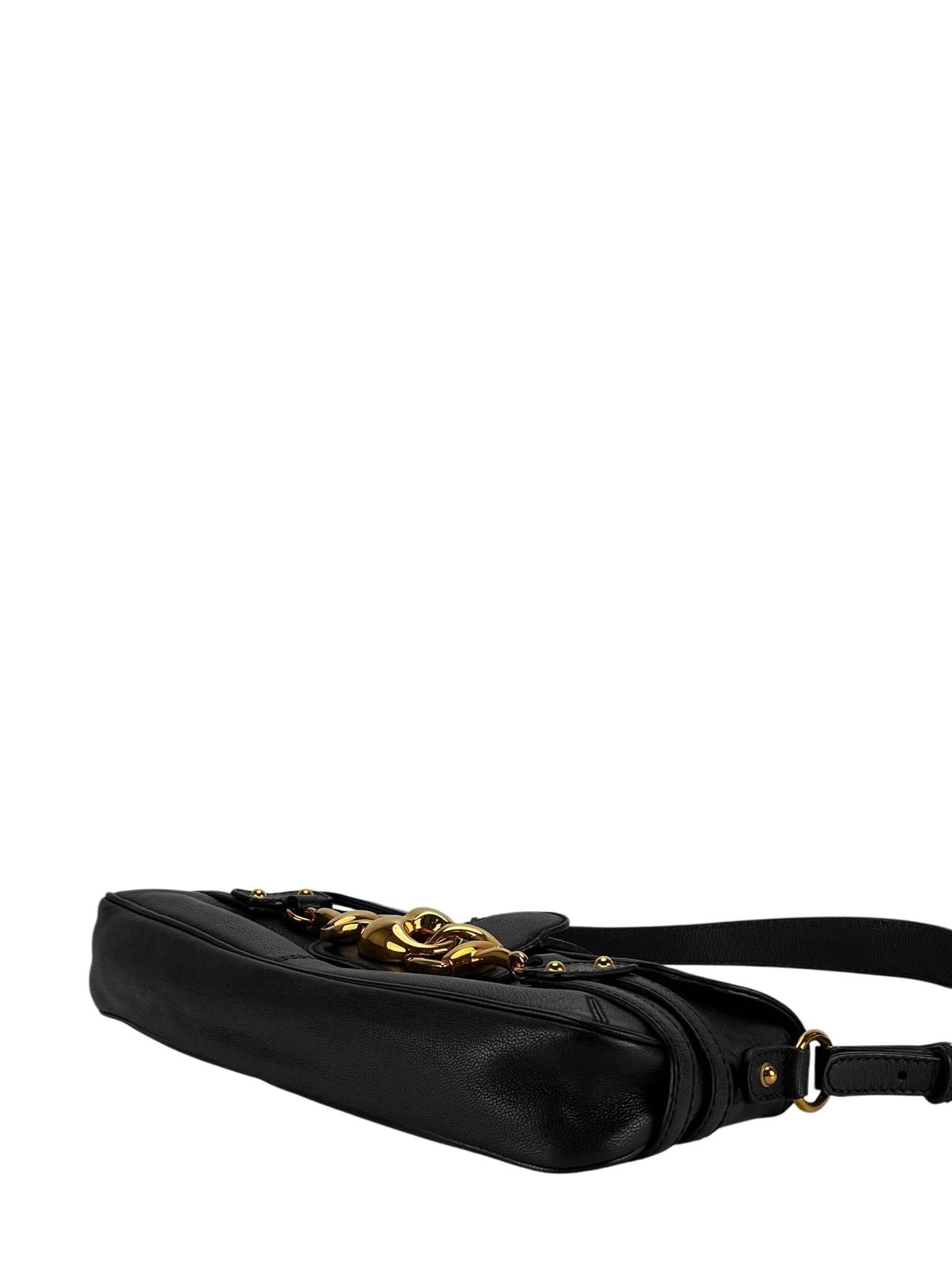 GUCCI - Black Vintage Horsebit Shoulder Bag
