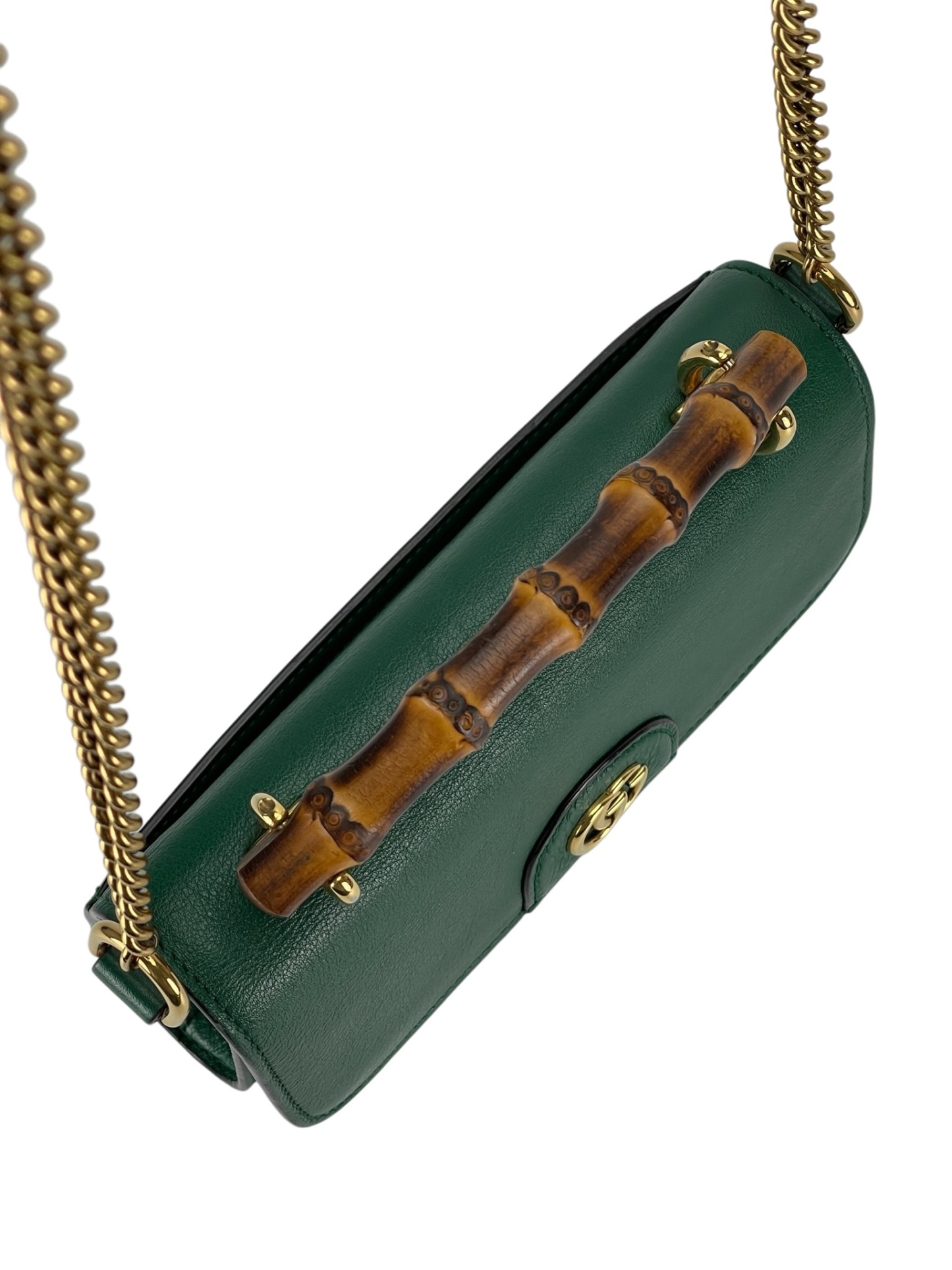 GUCCI - Green Leather Mini Diana Top Handle Crossbody Bag