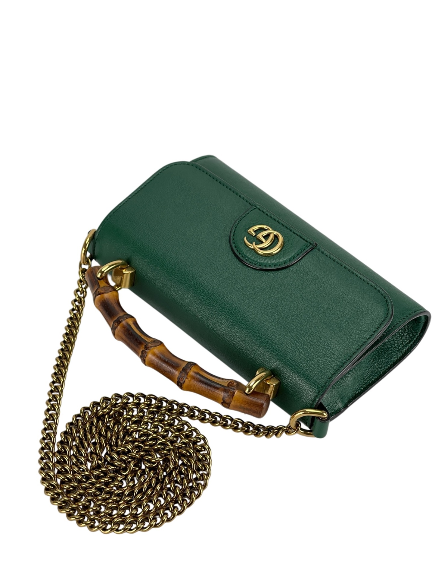 GUCCI - Green Leather Mini Diana Top Handle Crossbody Bag