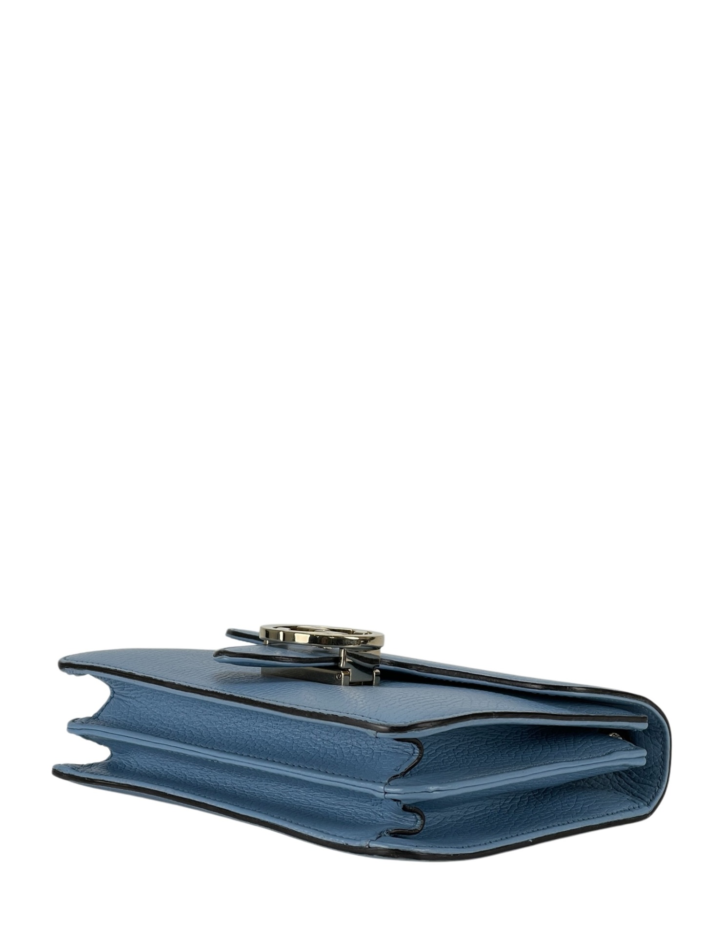 GUCCI - Blue Leather Small Interlocking G Shoulder Bag