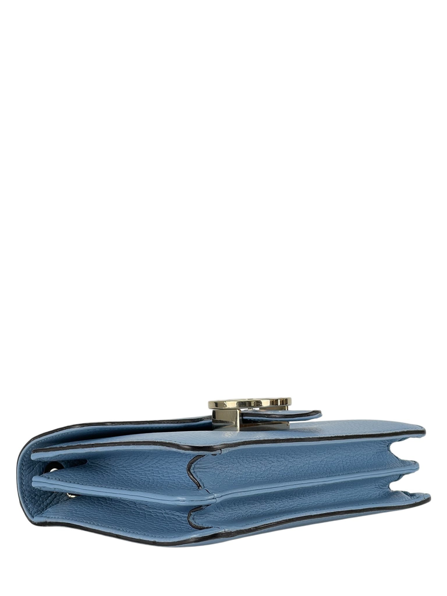 GUCCI - Blue Leather Small Interlocking G Shoulder Bag