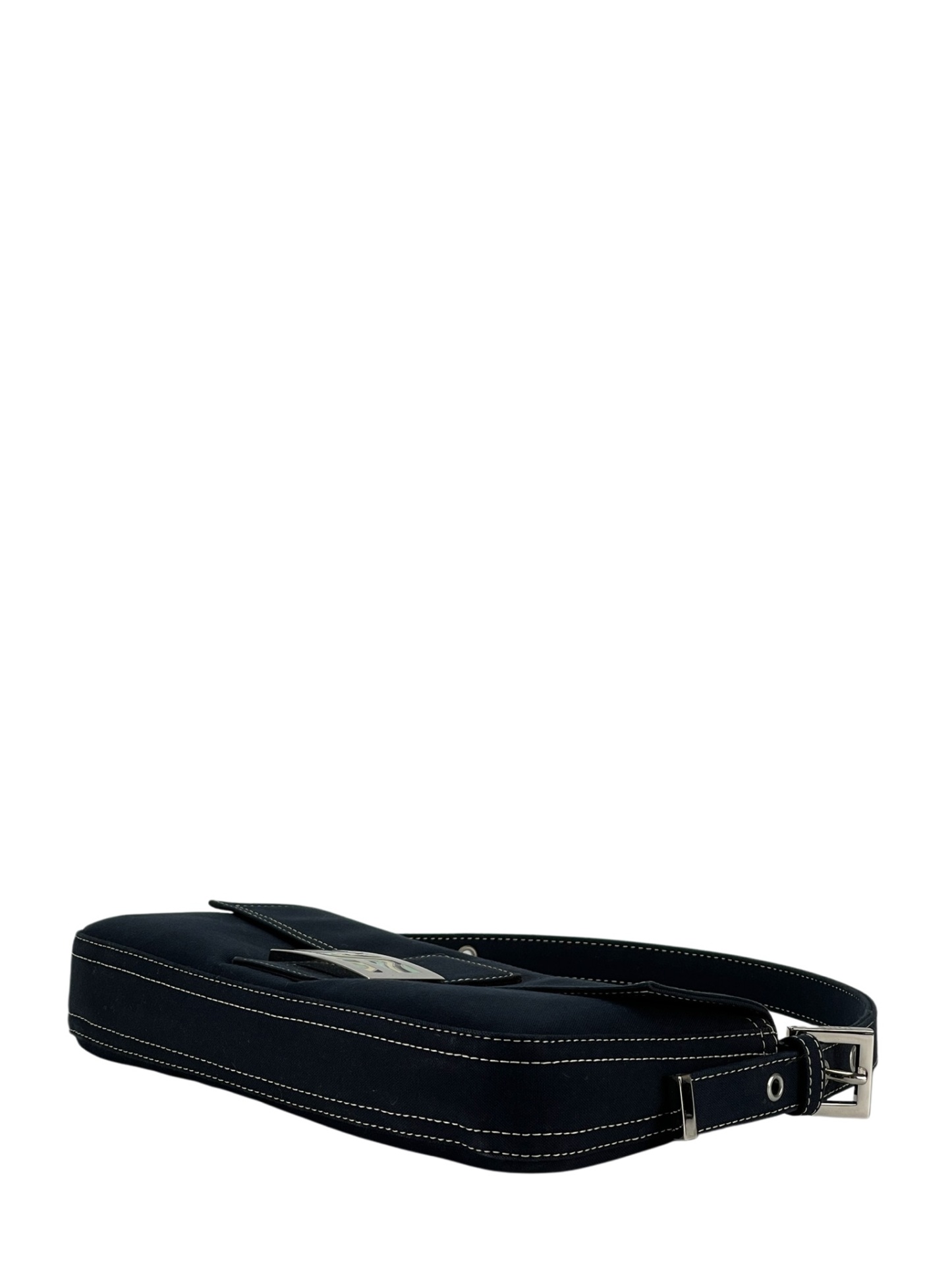 FENDI - Navy Canvas Mamma Baguette silver-tone hardware HandBag