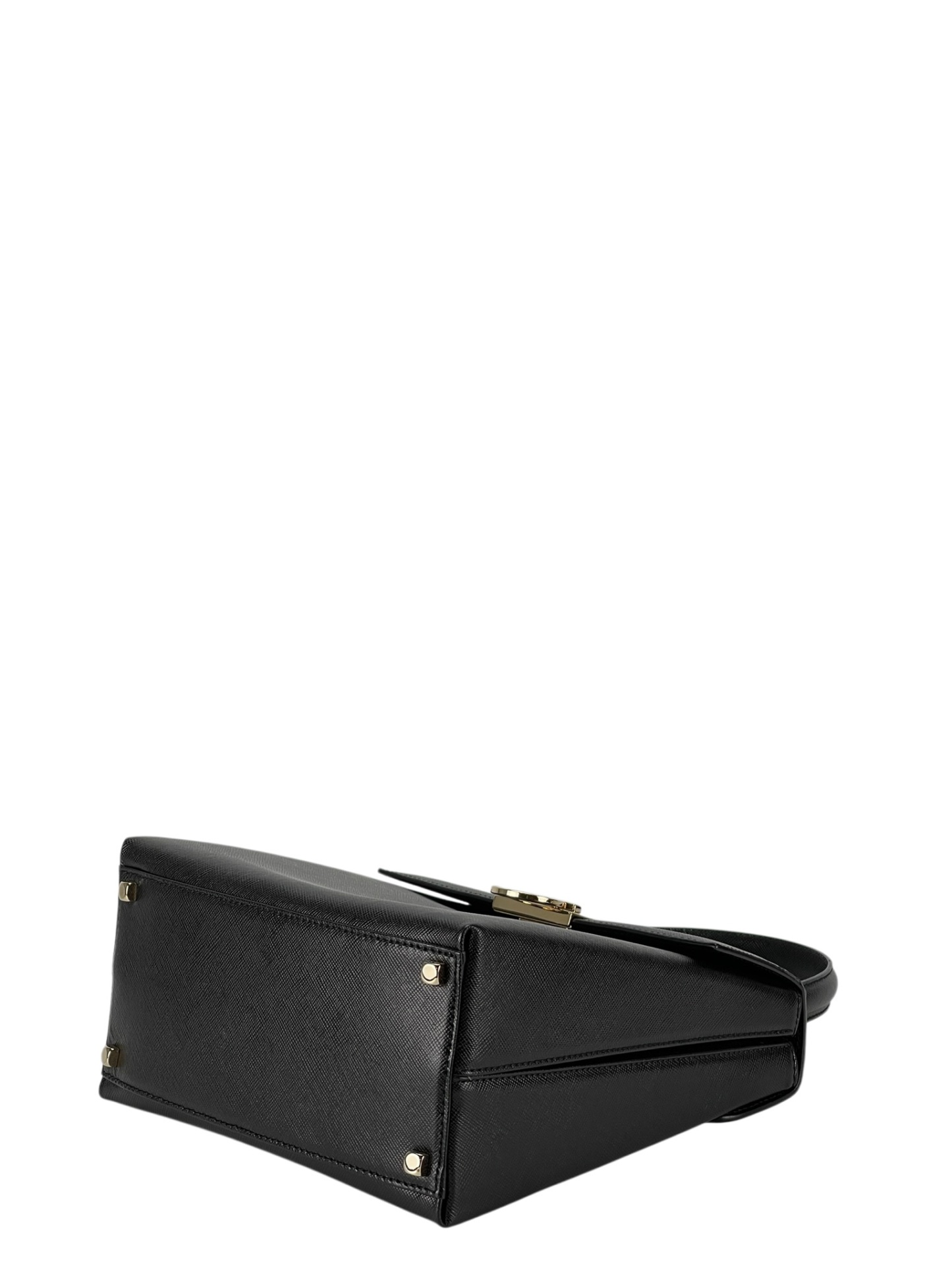 SALVATORE FERRAGAMO - Black Vintage Kelly Top Handle Flip Lock 2way Bag
