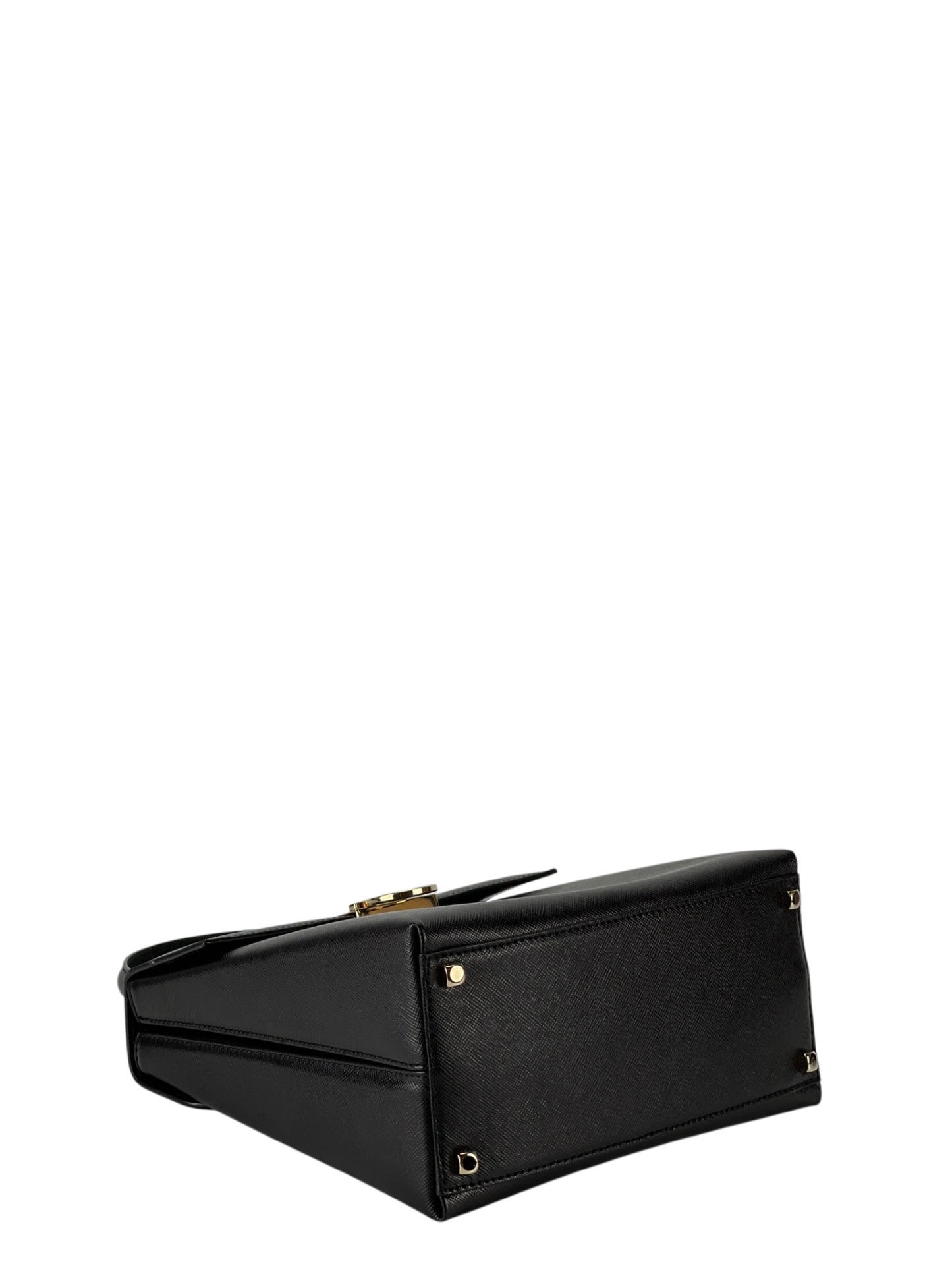 SALVATORE FERRAGAMO - Black Vintage Kelly Top Handle Flip Lock 2way Bag