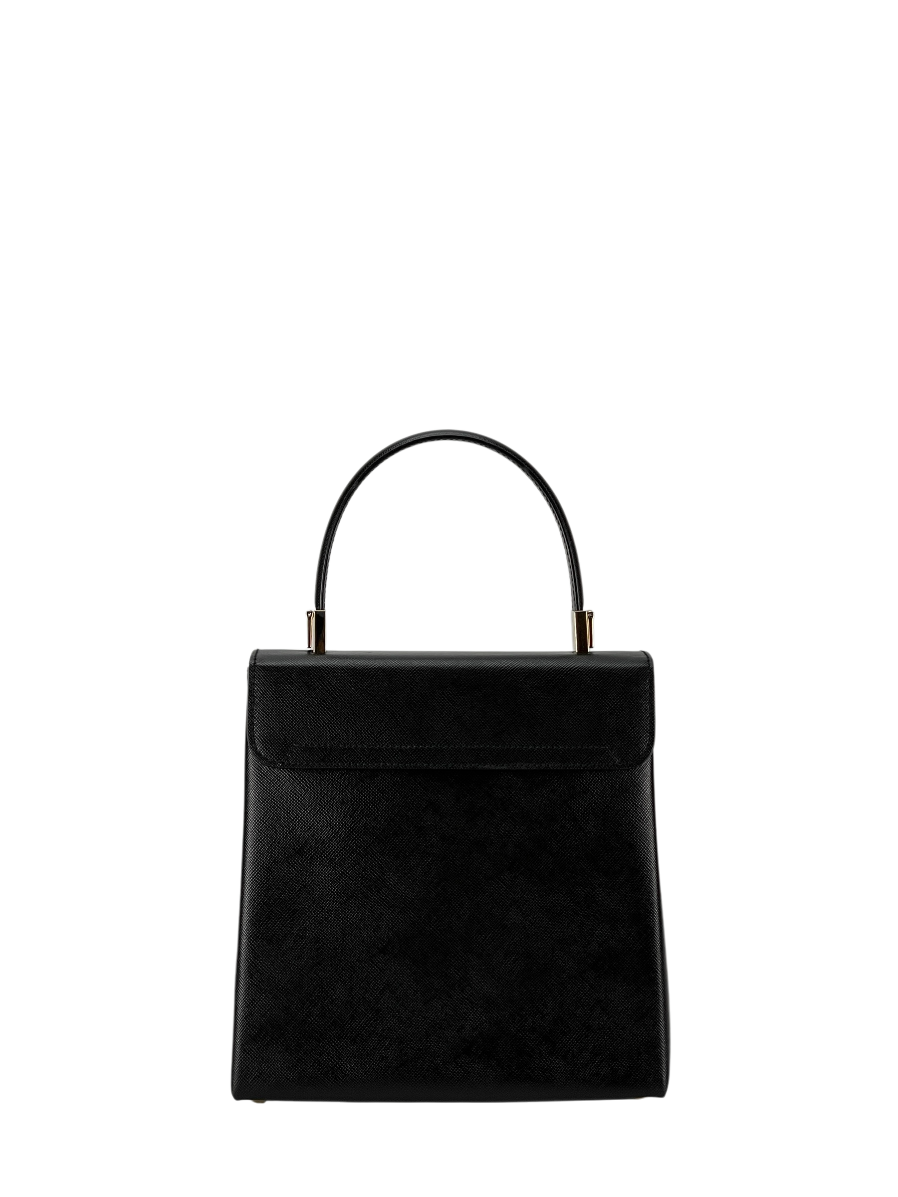 SALVATORE FERRAGAMO - Black Vintage Kelly Top Handle Flip Lock 2way Bag