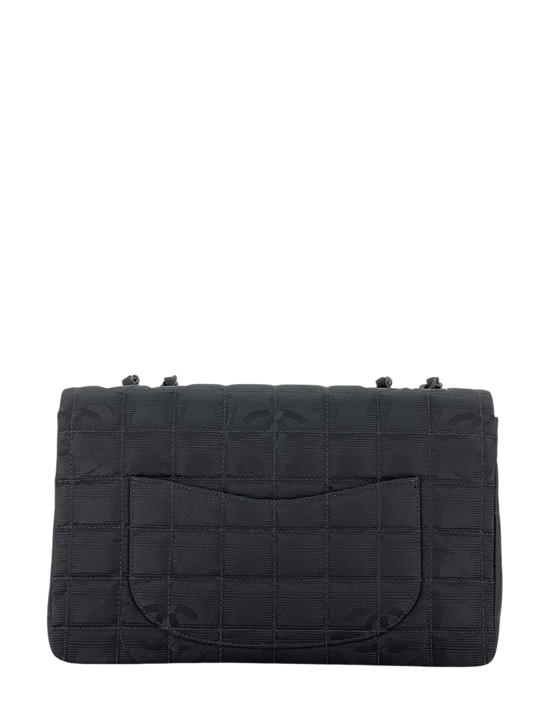 CHANEL - Black Nylon Travel Line Medium Classic Flap Bag