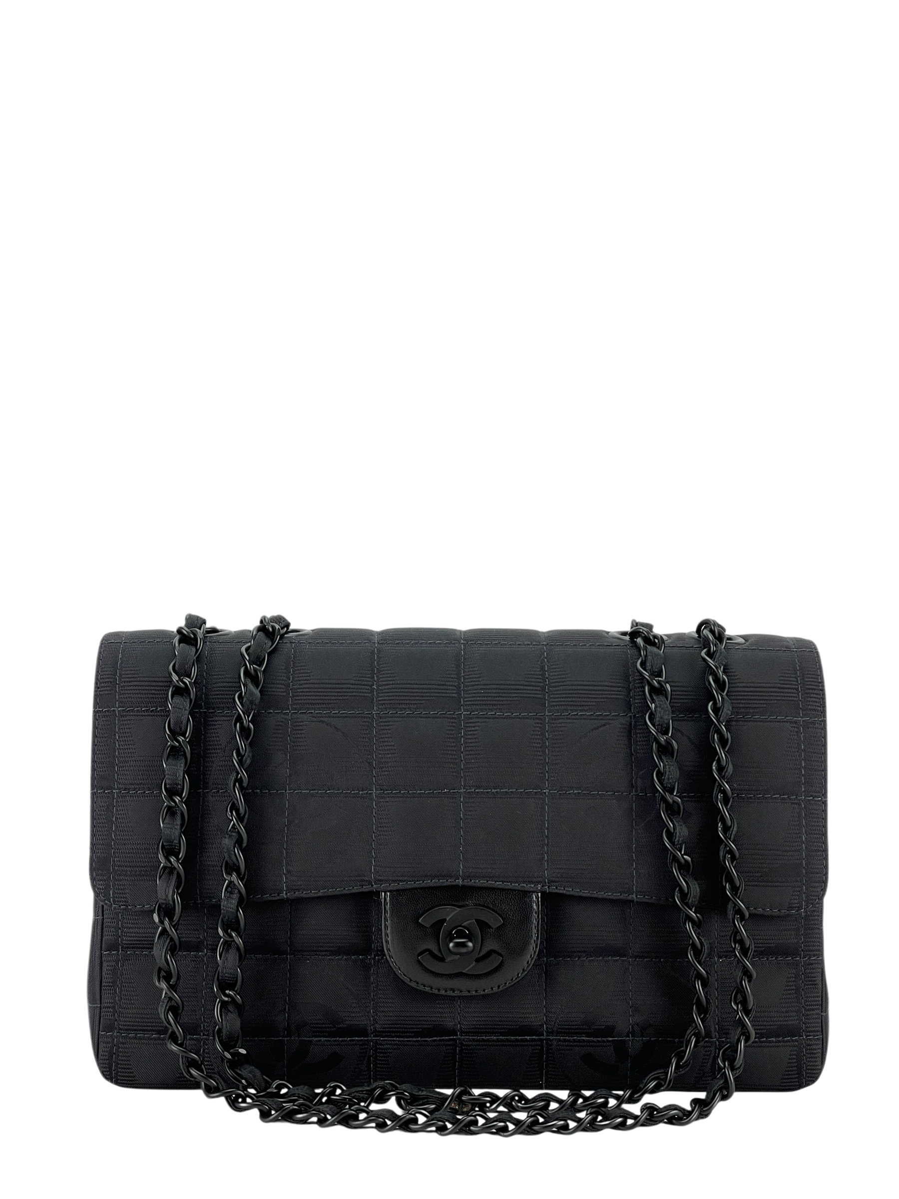 CHANEL - Black Nylon Travel Line Medium Classic Flap Bag