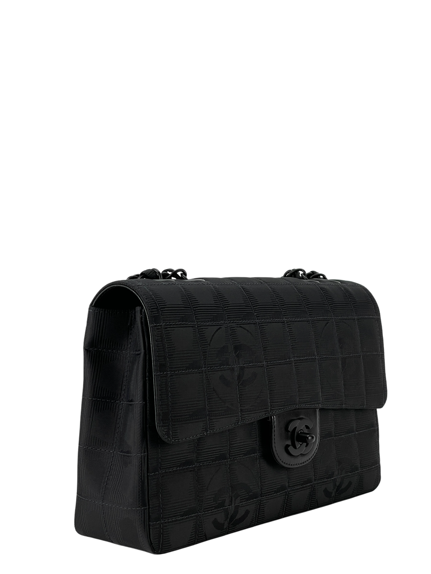 CHANEL - Black Nylon Travel Line Medium Classic Flap Bag