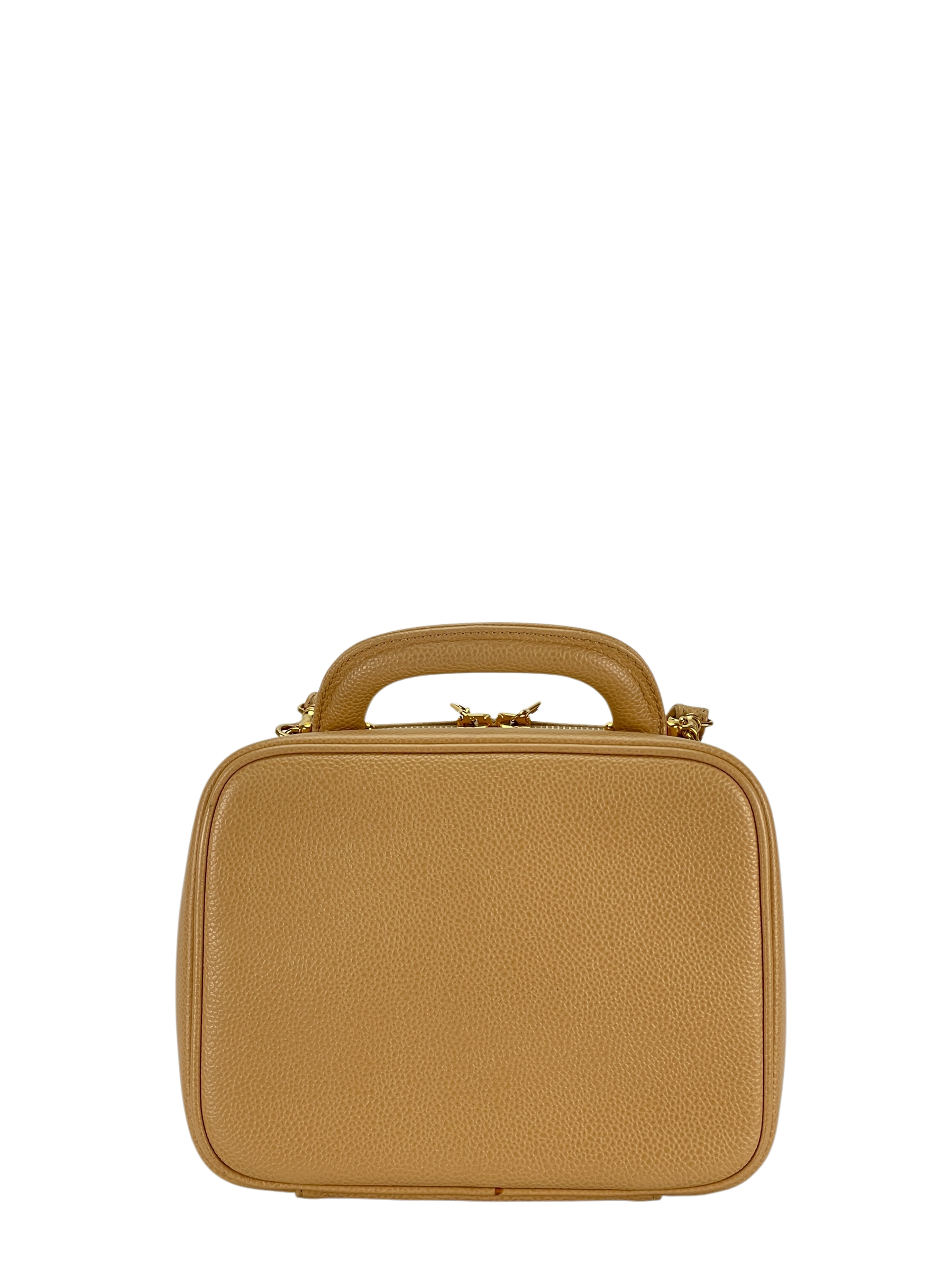 CHANEL - 1997-1999 Beige Caviar 2way Vanity Handbag