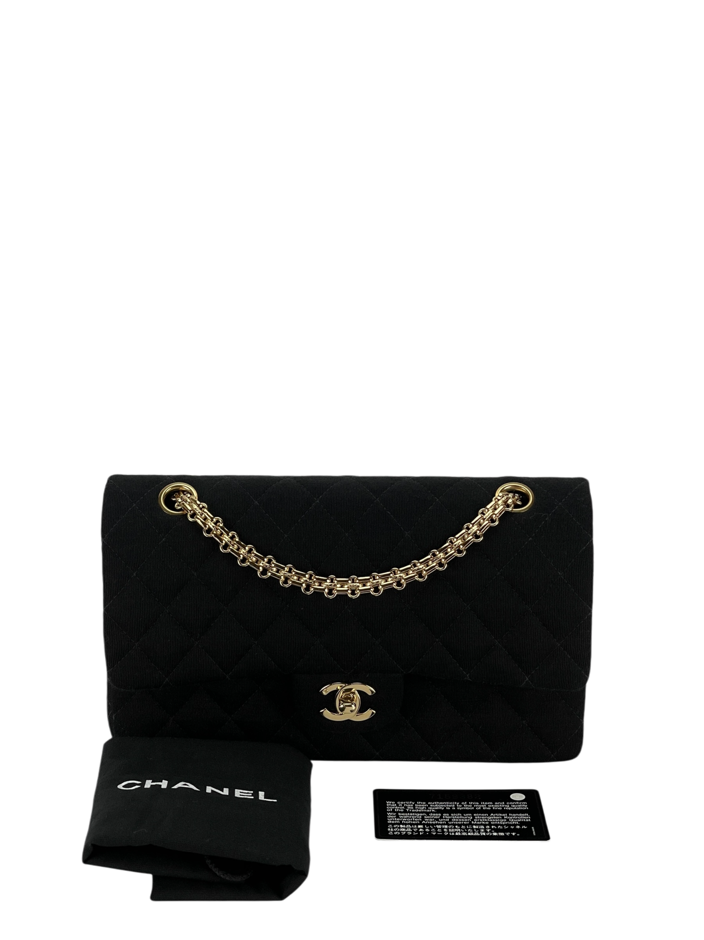 CHANEL - Black Velvet Matelasse Quilted Chain Shoulder Bag