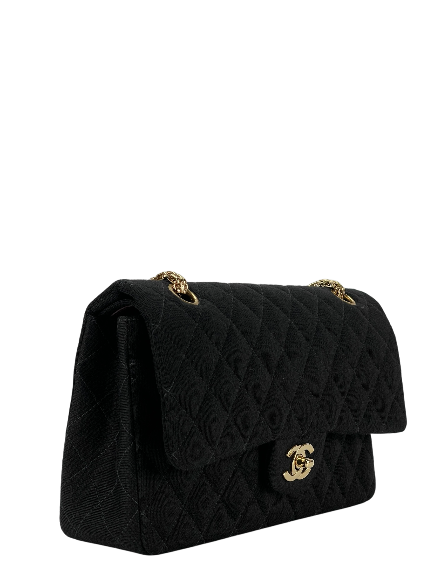 CHANEL - Black Velvet Matelasse Quilted Chain Shoulder Bag