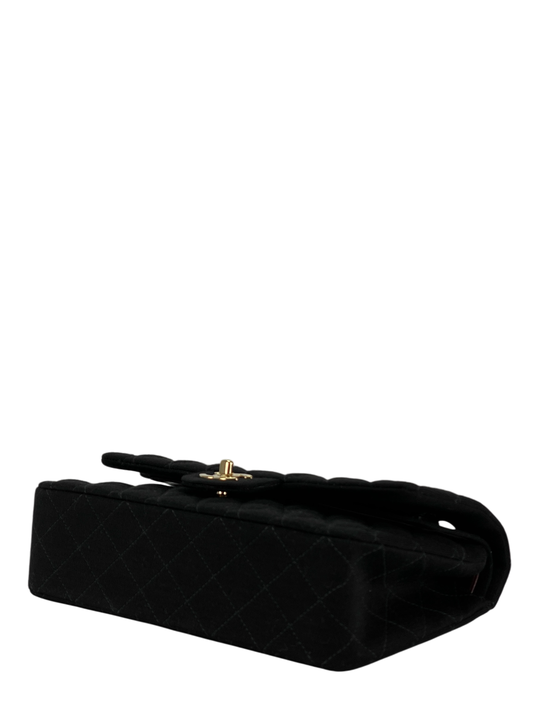 CHANEL - Black Velvet Matelasse Quilted Chain Shoulder Bag