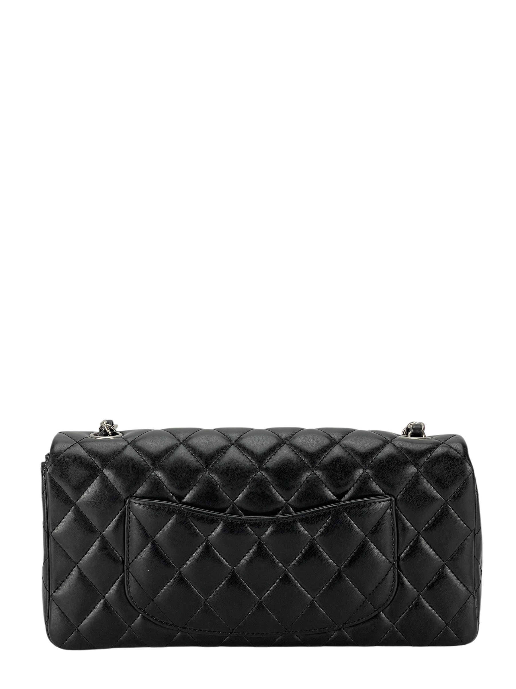 CHANEL - Black Lambskin Medium Classic Double Flap Shoulder Bag