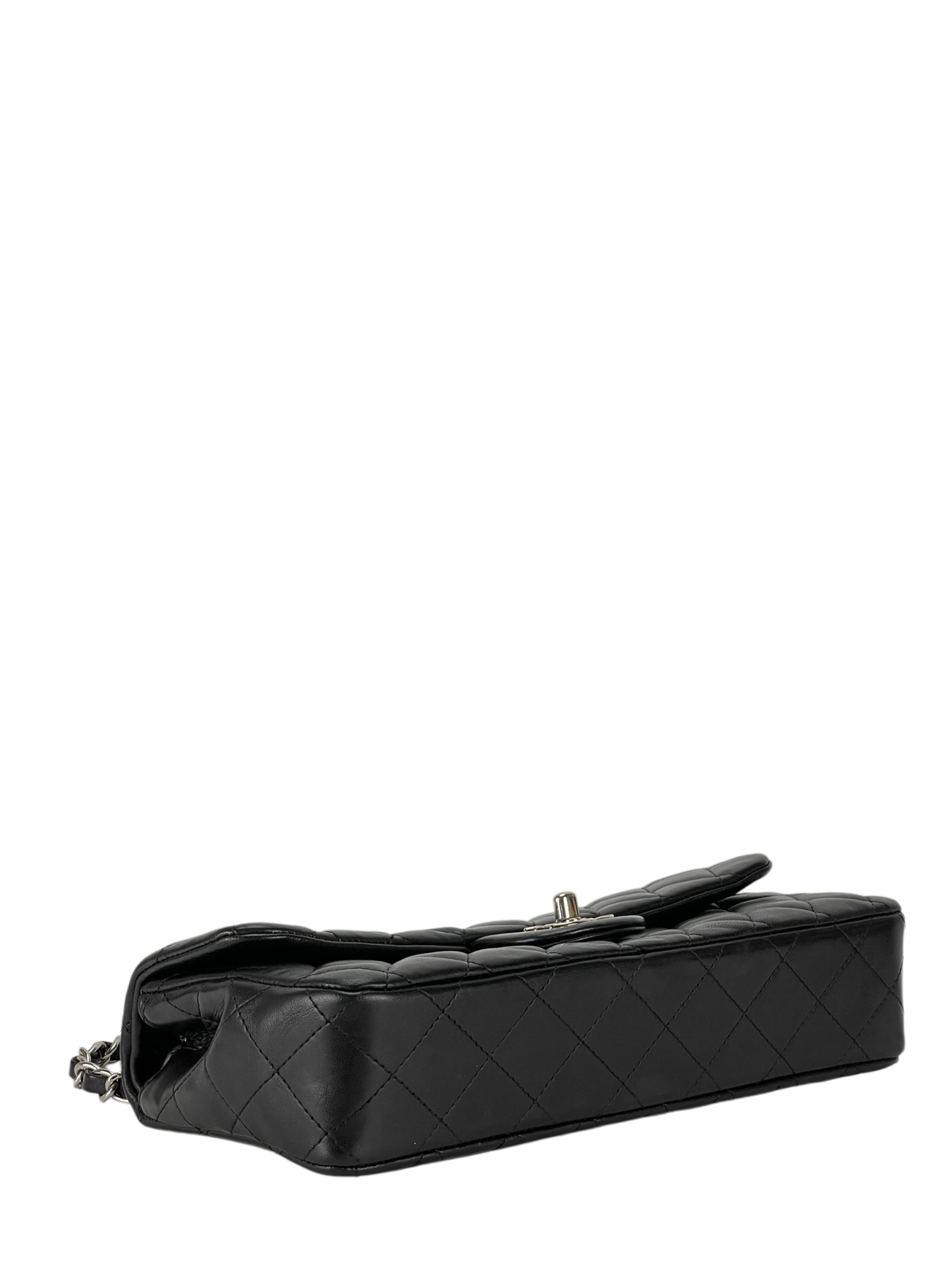 CHANEL - Black Lambskin Medium Classic Double Flap Shoulder Bag