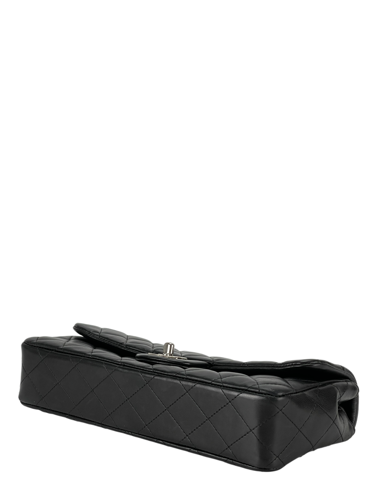 CHANEL - Black Lambskin Medium Classic Double Flap Shoulder Bag