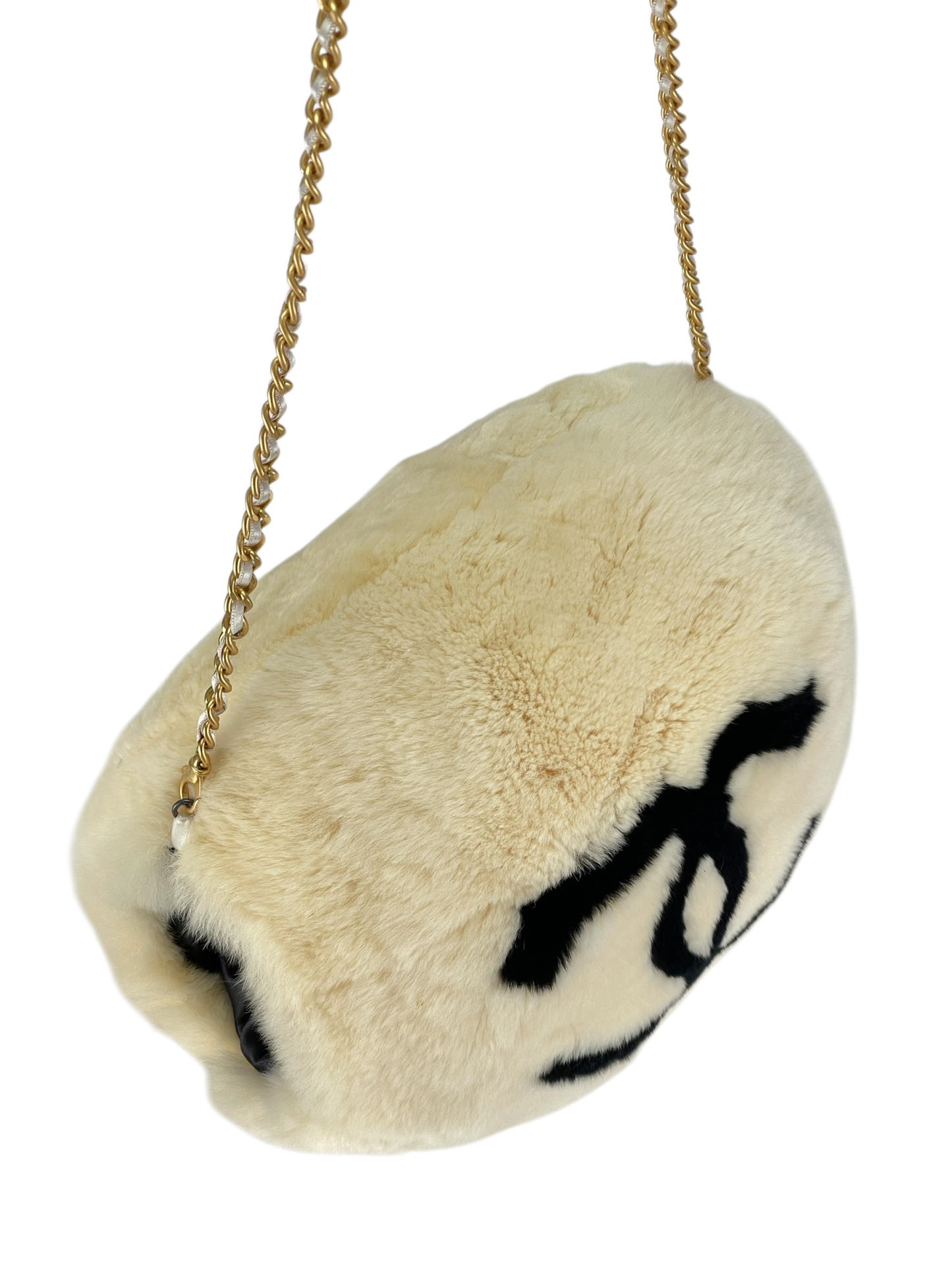 CHANEL - CC Logo Muff Fur Satchel Arm Chain Shoulder Bag