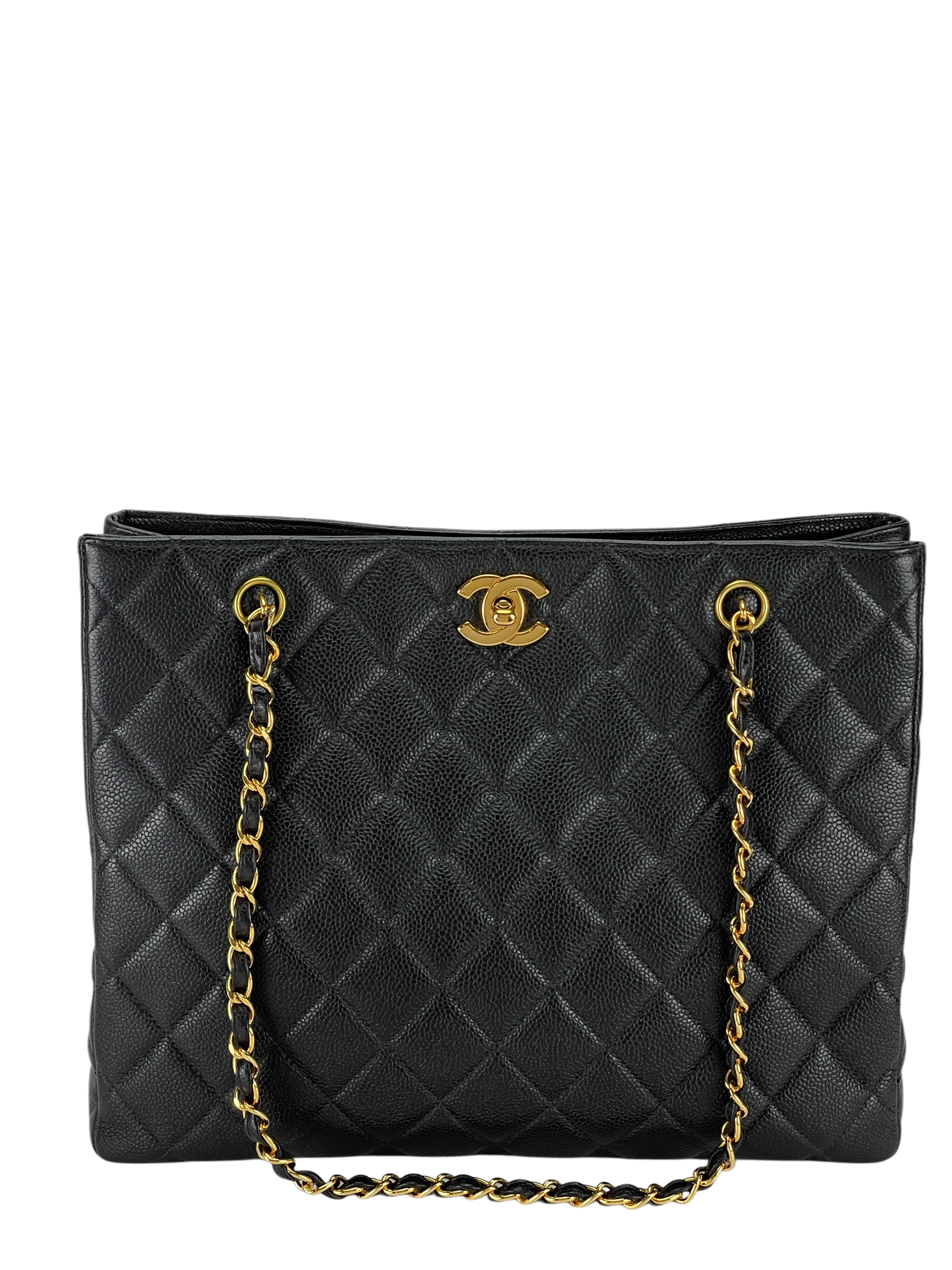CHANEL - Black Cavair Classic CC Shopping leather handbag